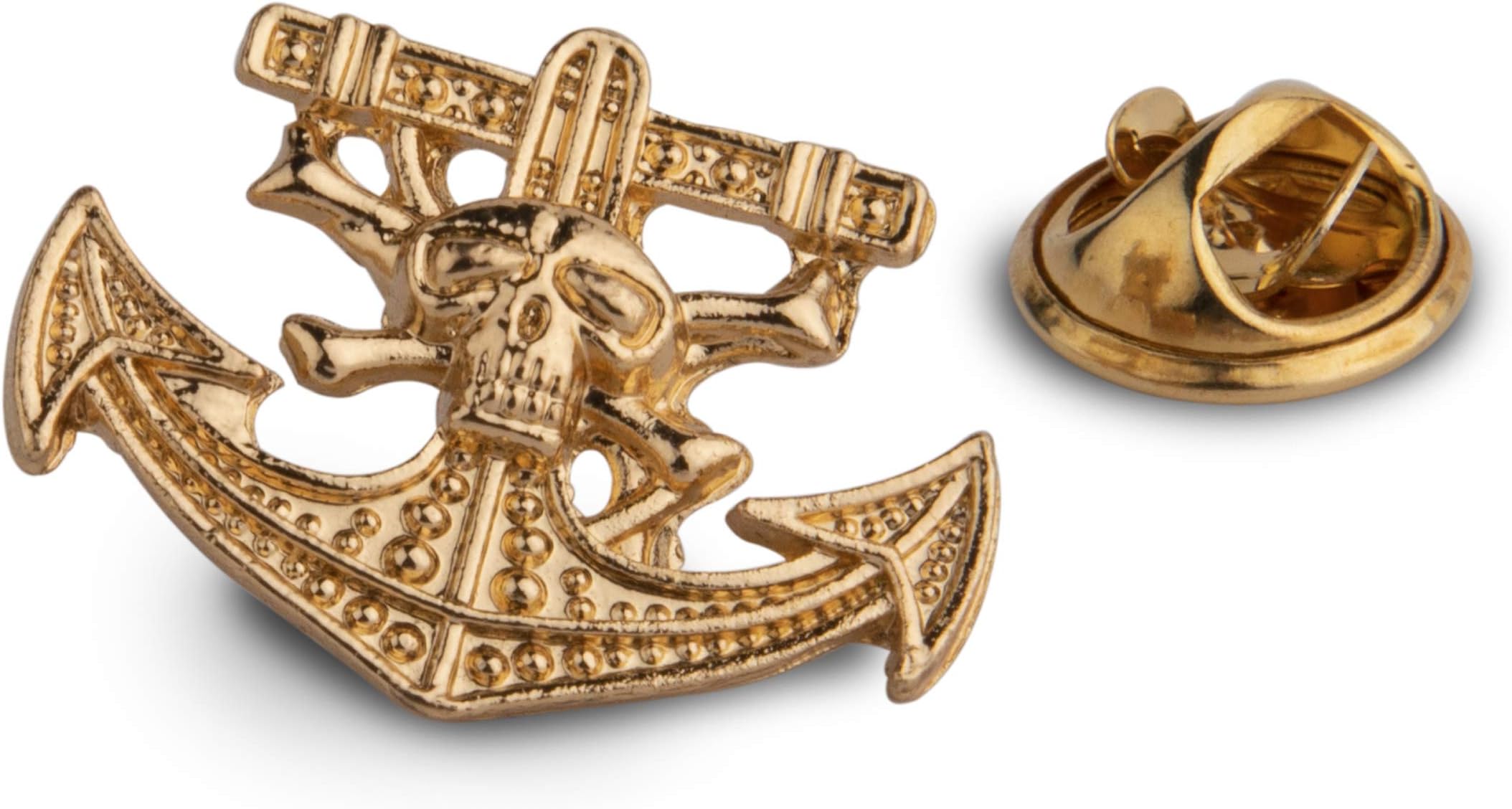 Panjatan Men's Golden Skull Anchor Ship Stud Pin Brooch