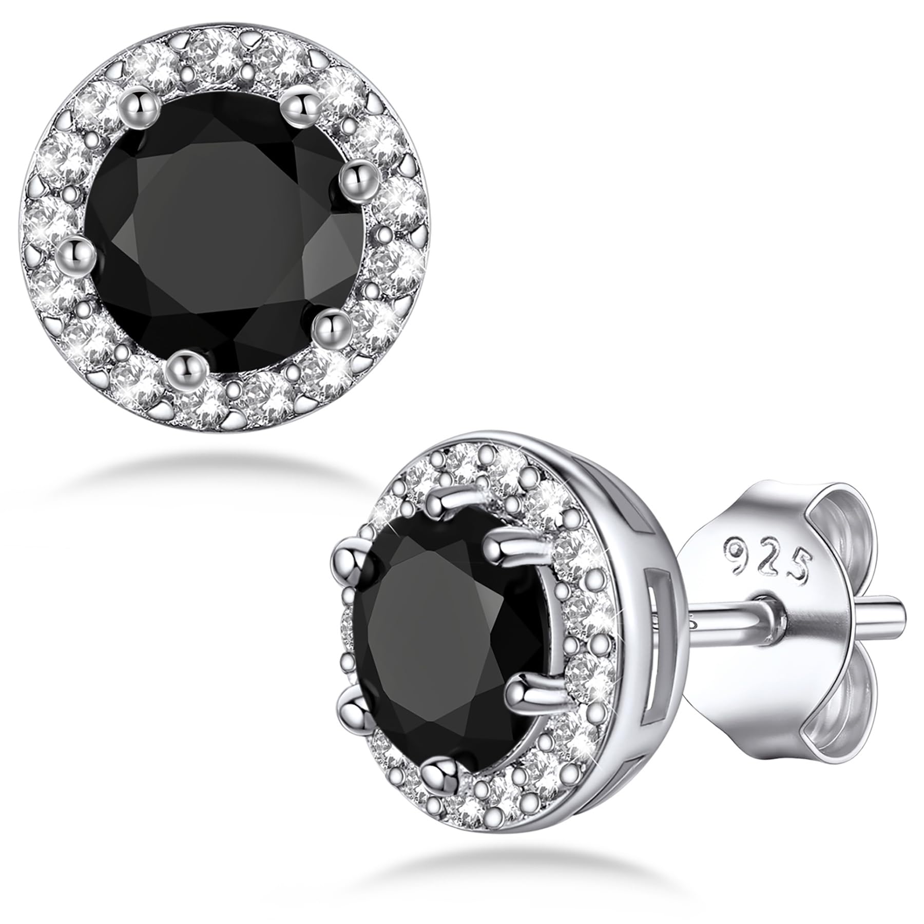 Bestyle Sparkling 925 Sterling Silver Birthstone Stud Earrings for Women, Heart/Round/Teardrop/Square Solitaire Diamond Studs Earrings, Great Birthday/Christmas Gifts