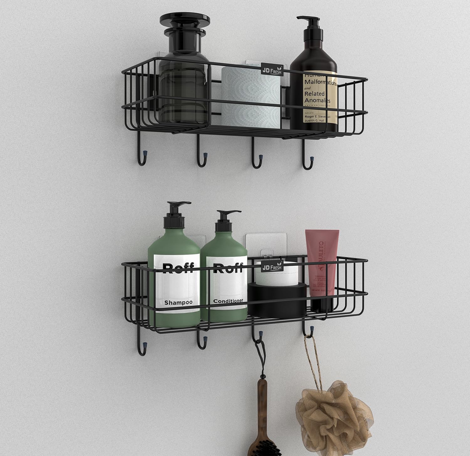 JD FRESH Set of 2 Self Adhesive Bathroom Shelf/Racks and Shelves/Organizer Without Drill/Bathroom Storage Rack for Wall/Stand for Kitchen/Bedroom/Living Room/Bathroom Accessories (Black) (B0CZBFVD19) Amazon Price History, Amazon Price Tracker
