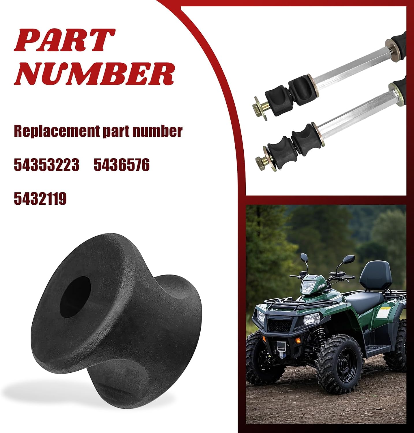 Pleoos 8Pcs Rear Stabilizer Support Bushing Kit Compatible with Polaris Sportsman 335 400 450 500 550 570 600 700 800 & Ranger/Worker Models Replaces 5432119, 5436576, 5435323