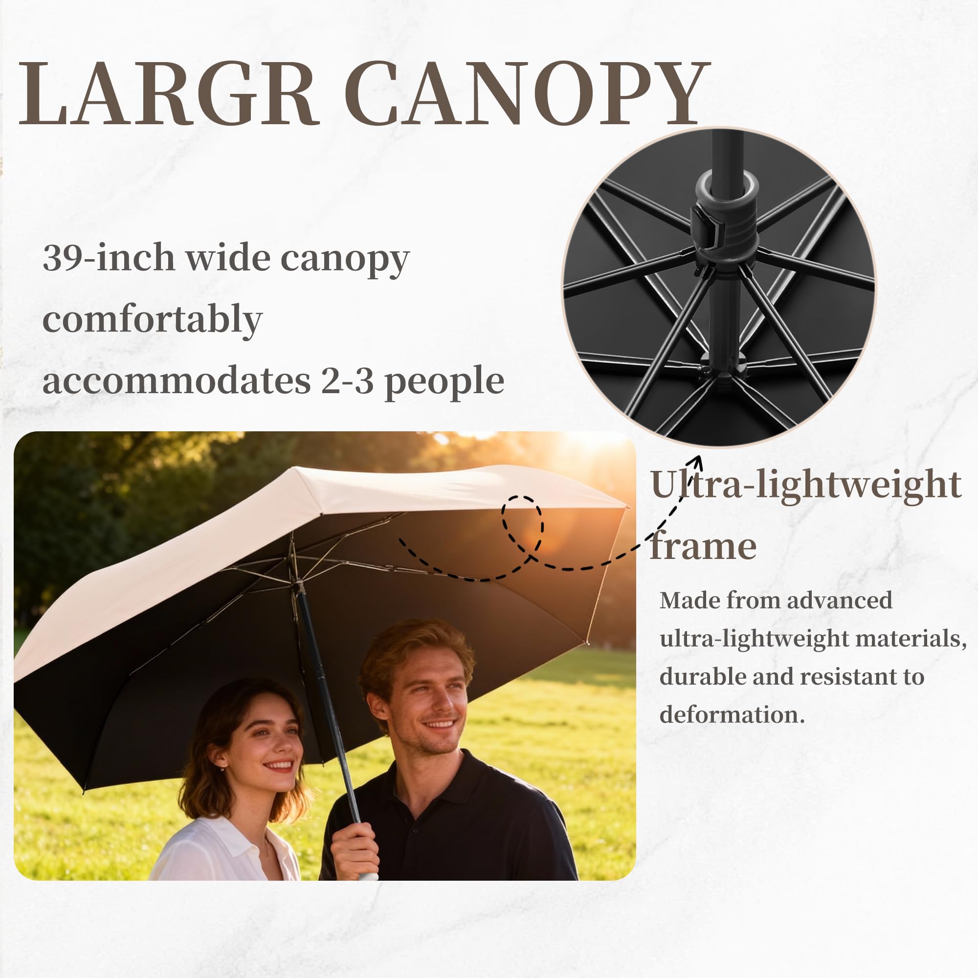 Ultra-Ligero/Delgado Paraguas Plegable Extragrande de Viaje, Compacto,Portátil,Anti-UV UPF50+,Sole/LLuvia,Toldo de 110cm, Cinturón de Paraguas Ancho 3cm,6 Varillas,Hombres/Mujeres/Niños,Mochila/Coche