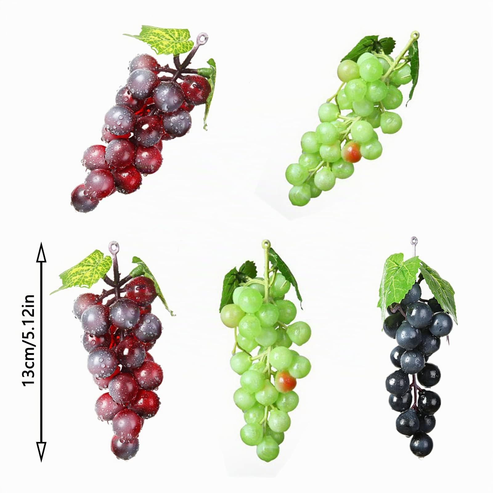 12 Pezzi Decorativi Realistici Uva Grappoli, Artificiali Simulazione Uva Grappoli, Uva Nera Artificiale, per Decorazione del Vino, Puntelli di Frutta Artificiali (Verde&Fucsia&Nero)