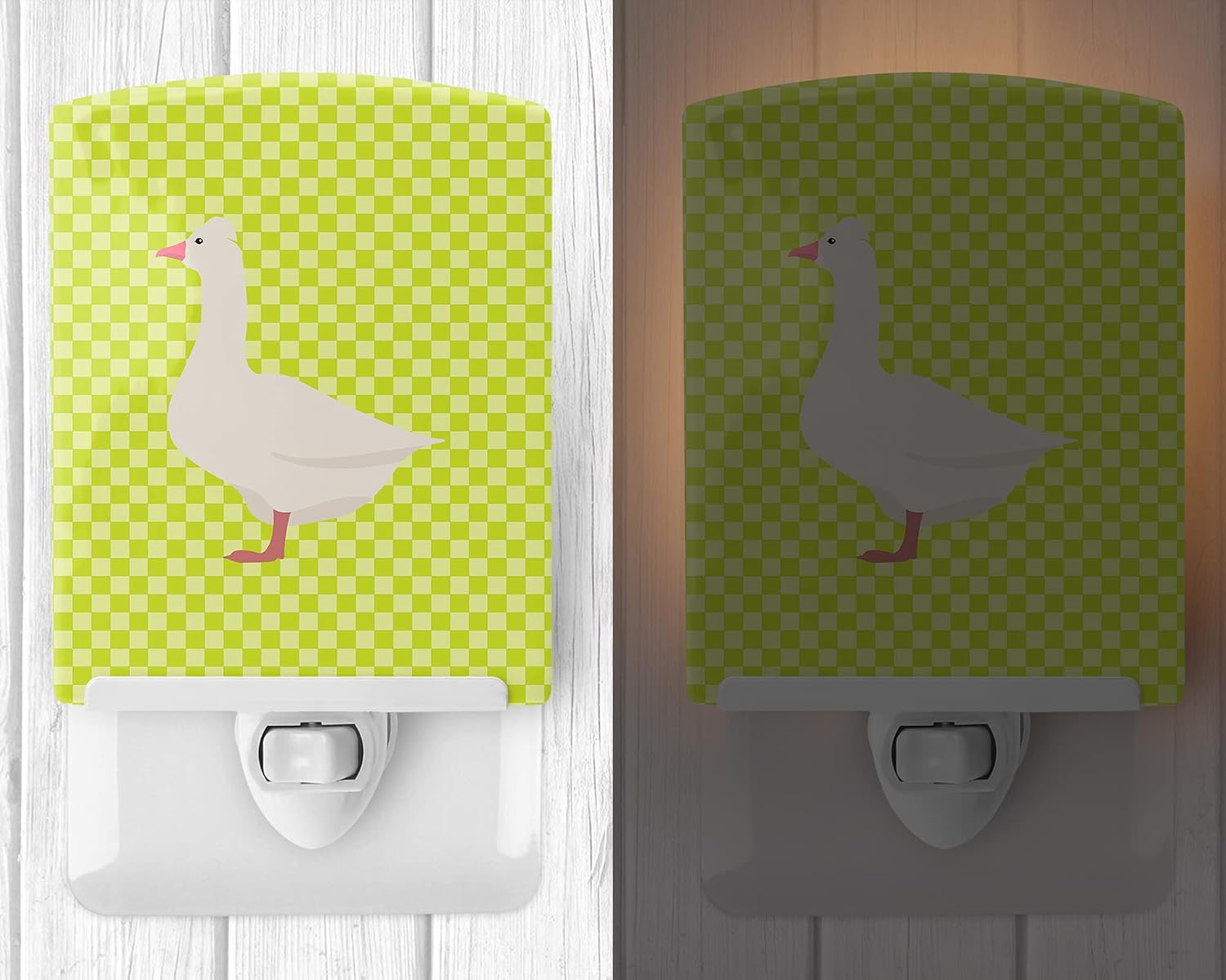 Caroline's Treasures BB7724CNL Roman Goose Green Ceramic Night Light Compact, UL-Certified, Ideal for Bedroom, Bathroom, Nursery, Hallway, Kitchen, 6x4x3, Multicolor