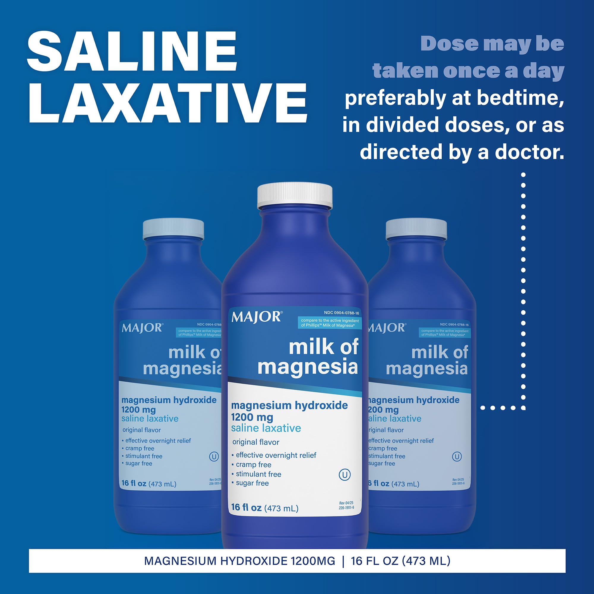 MAJOR Milk of Magnesia Saline Laxative - Original Flavor - Effective Overnight Relief - Stimulant-Free, Sugar-Free - 16 Fl Oz — Amazon image 3