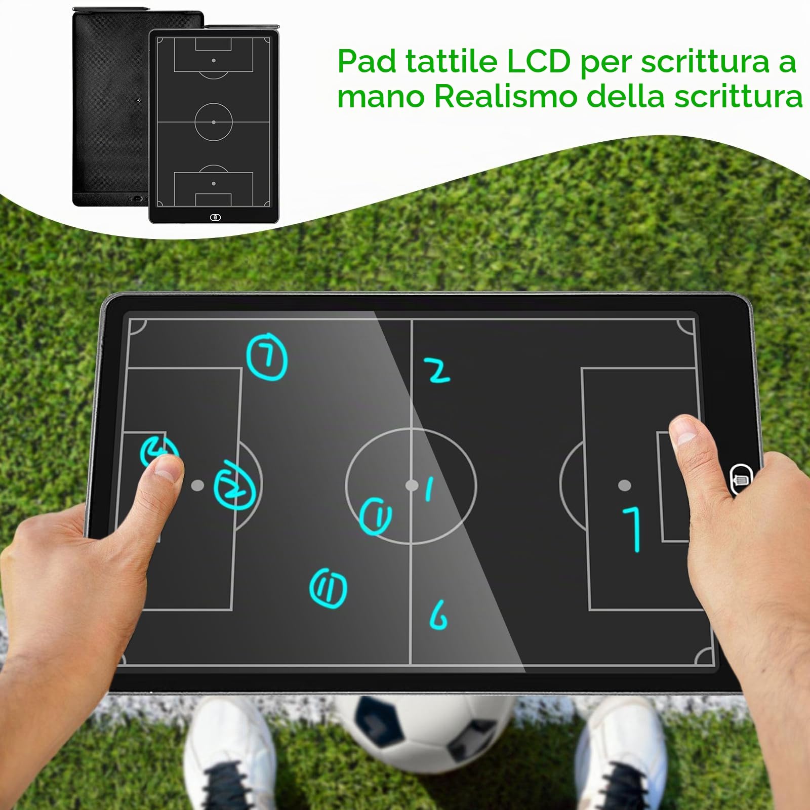 Lavagna LCD Electronic con penna tattica, 16" Erasable Drawing Board per istruzioni tattiche e strumenti di allenamento prima del gioco