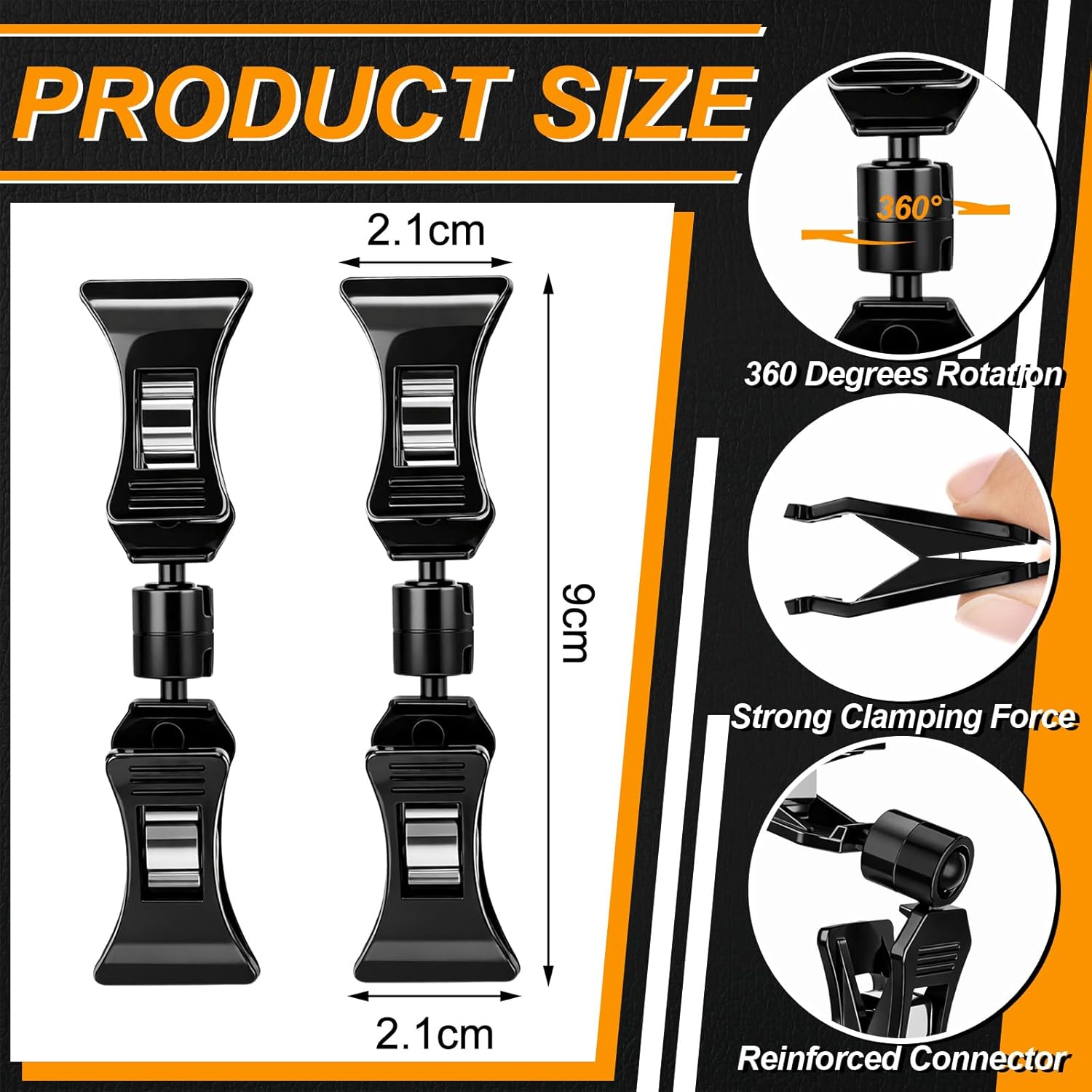 Colarr 50 Pcs Double Sided Sign Clips Sign Display Mini Clip Black Adjustable Rotatable Merchandise Clip-on Holder Swivel Plastic Price Tag Clamp Holder Stand for Label Clothing Cards Retail