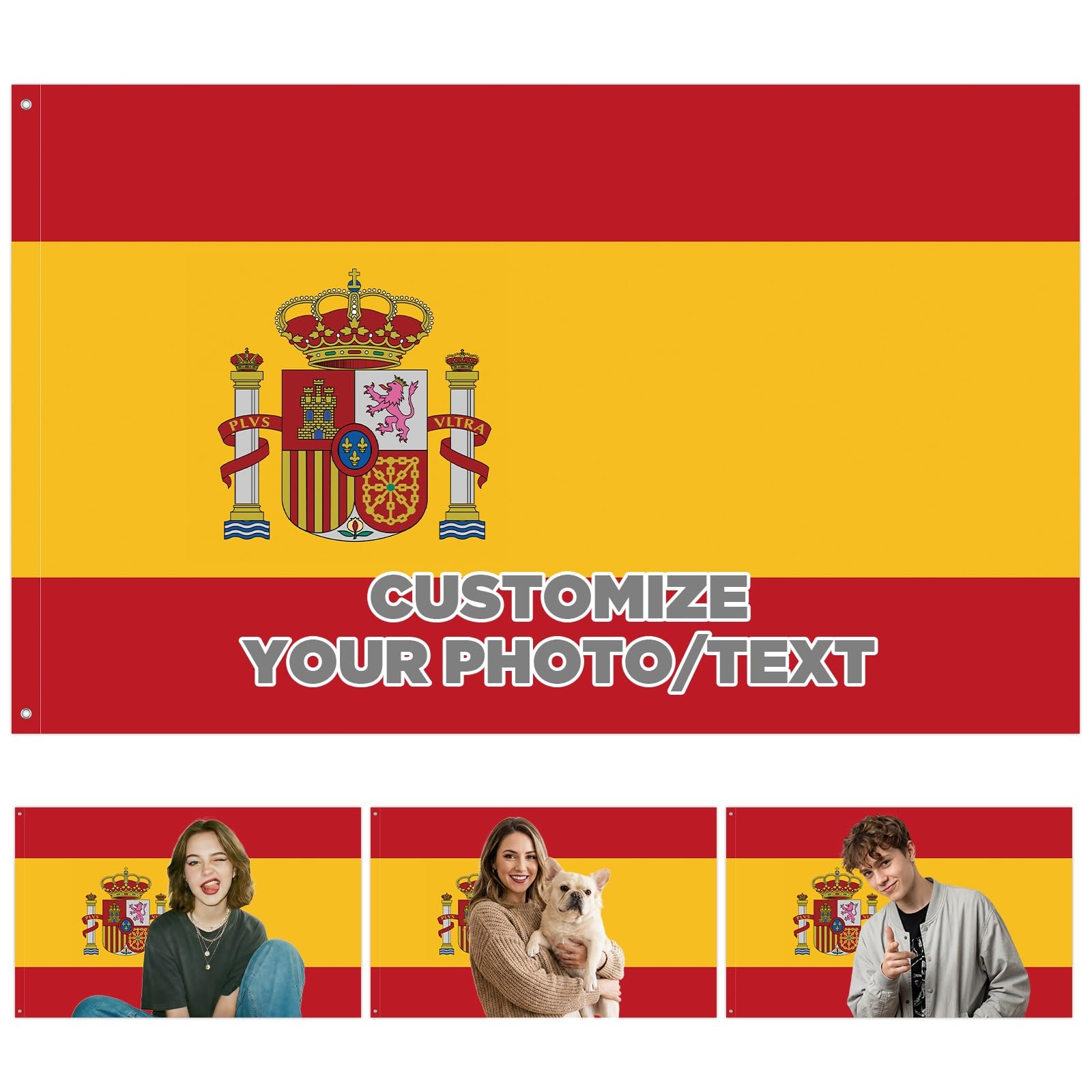 Custom Spain Flag Personalised Spain Flags with Picture Logo Text Customisable Flags Banner for Bedroom, Dorm Decor, Football Games Party Sports Events Decoration Bar Garden Street Decor — image 1