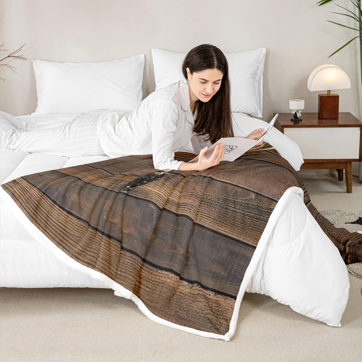 jejeloiu Deer Fleece Throw Blanket Throw 50"x60" Kids Rustic Cabin Country Sherpa Blanket Plush Fuzzy for Sofa Couch Boys Girls Teens Wild Animal Brown Soft