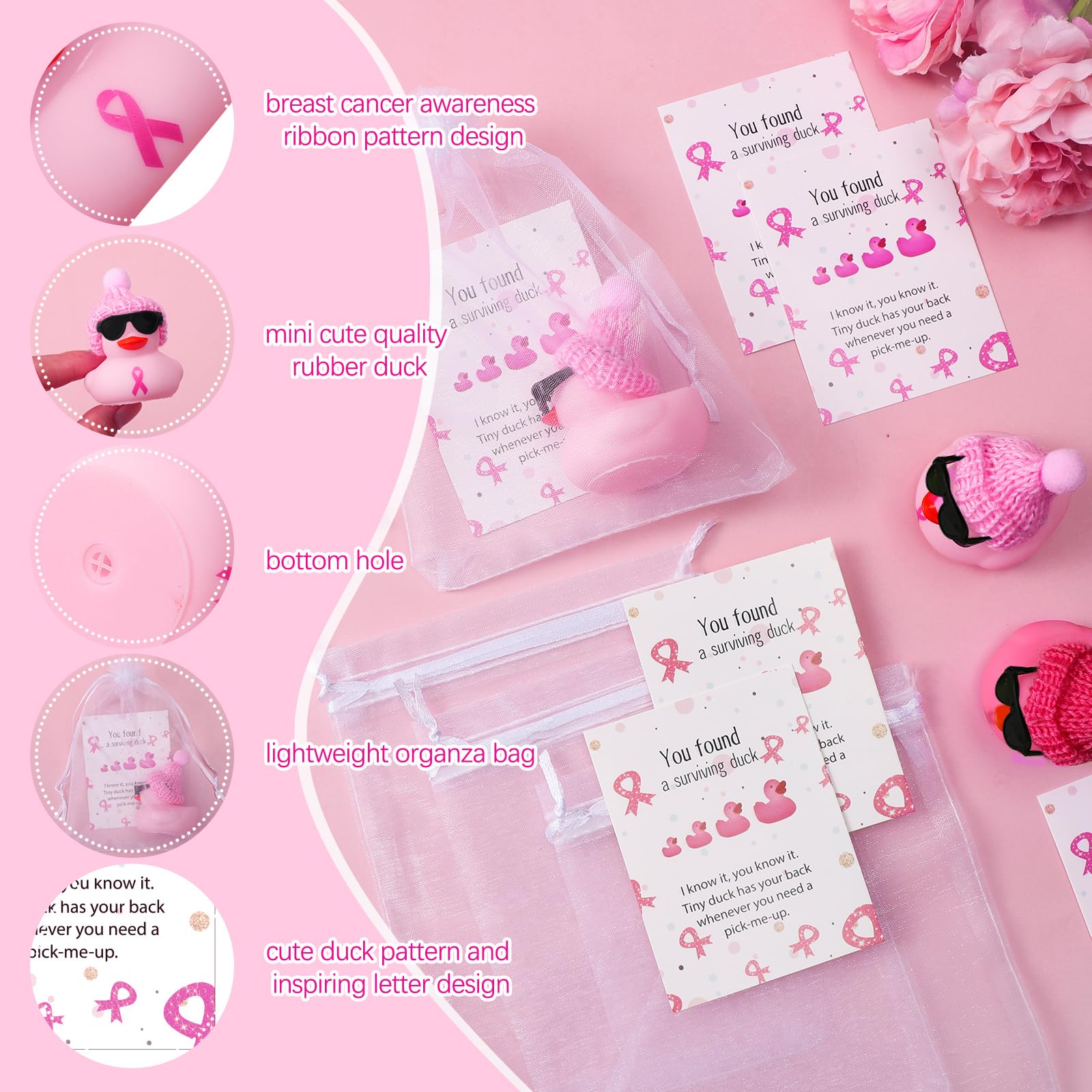 Zellophan Geschenktüten Mit Schleife – Rosa Brustkrebs-Schleife, 50 Stück, Transparent