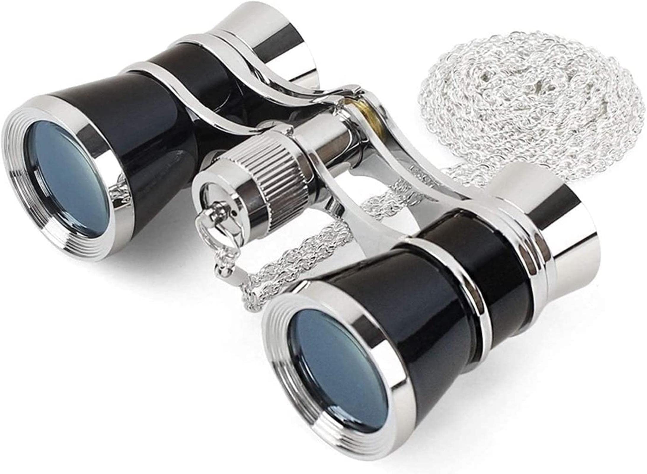 Hochleistungs-Fernglas, Monokular-Teleskop, 3 x 25, faltbar, Opernglas, Fernglas, Metallgehäuse mit Kette, optische Linse, Theater-Teleskop für Damen