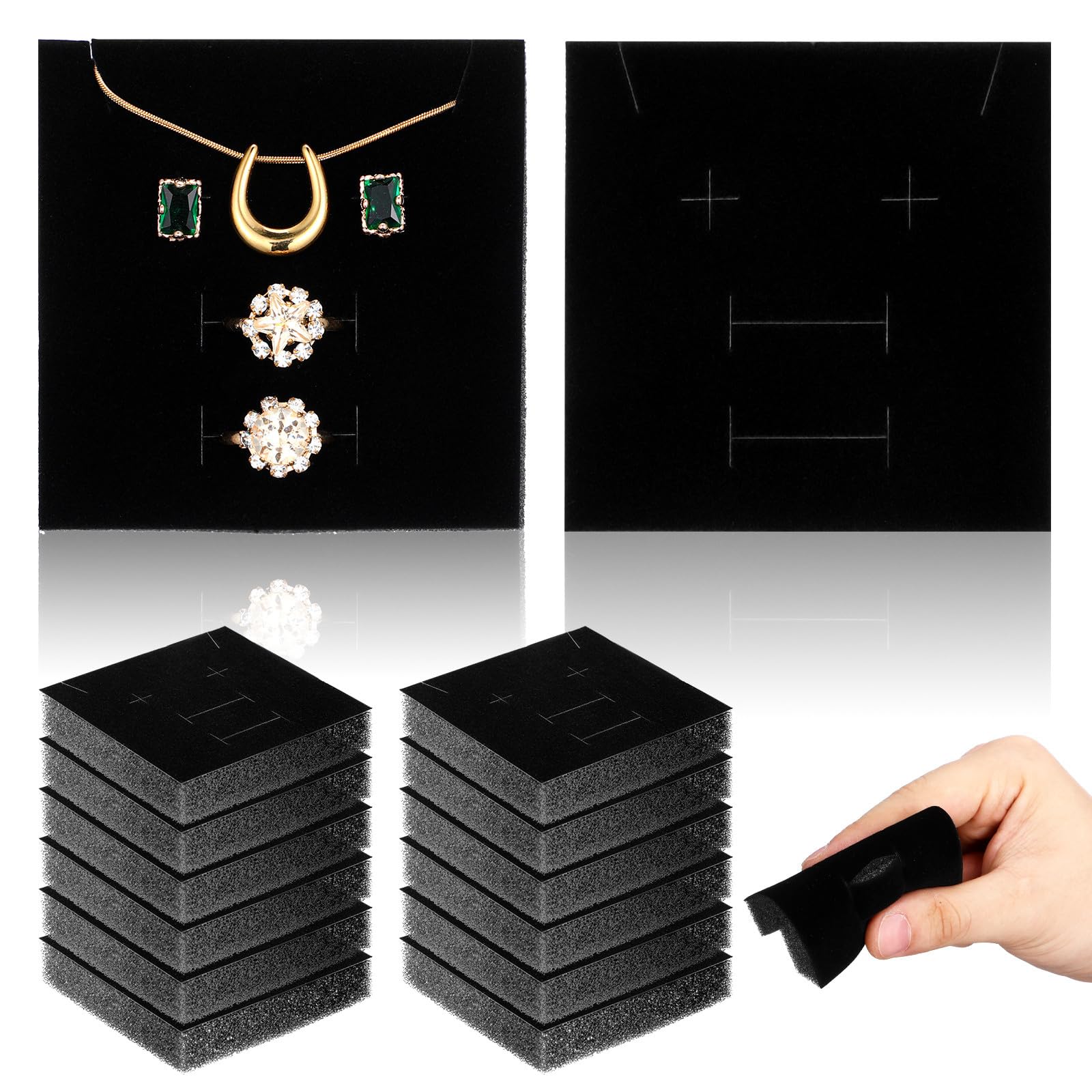 Inserts de rangement en mousse noire antidérapante pour boîtes à bijoux 30 pièces