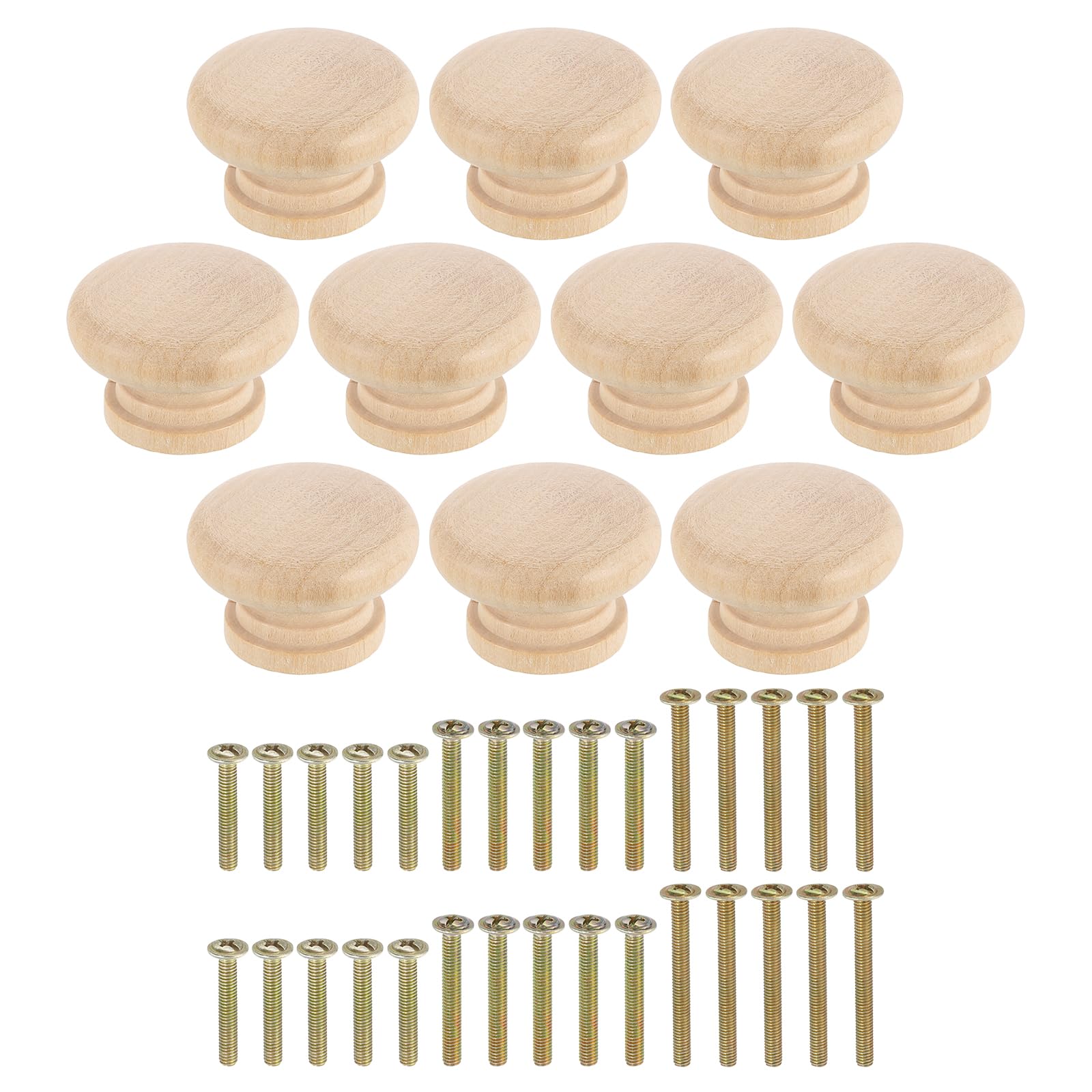 Boutons de tiroir en bois de forme champignon x10 pour armoire et meuble