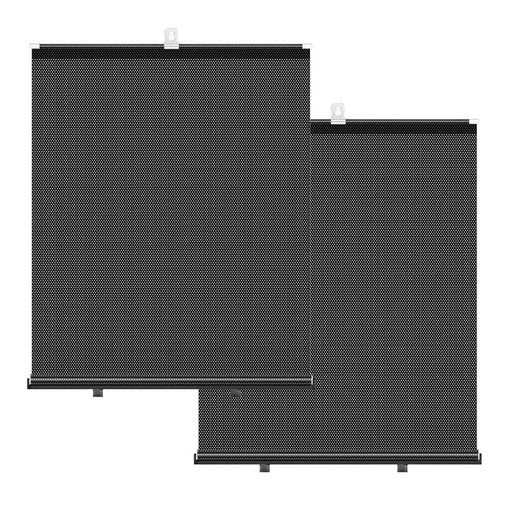 Parasol para Ventana Lateral de Coche, 2 Piezas de Cubierta de Protección Retráctil, Bloquea el Calor Y los Rayos UV, Visera de Cortina Enrollable(Negro)