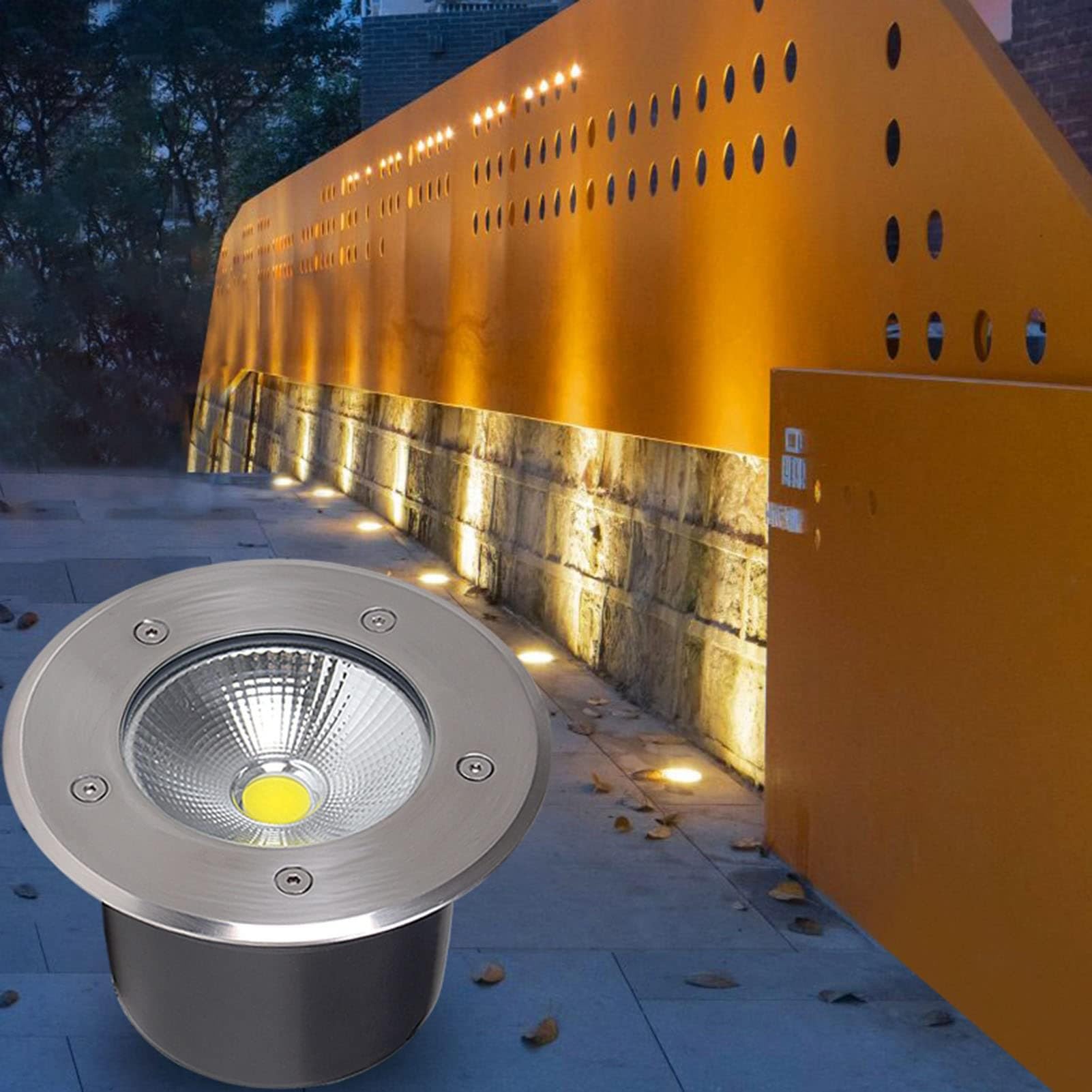 Lampa Gruntowa Led Z Oświetleniem Cob, Lampa Ogrodowa Ac85-110V, Okrągła Lampa Ścienna Ip65, Do Oświetlenia Zewnętrznego, Placu, Podjazdu, Schodów, Tarasu, Dekoracyj,Blue-7W