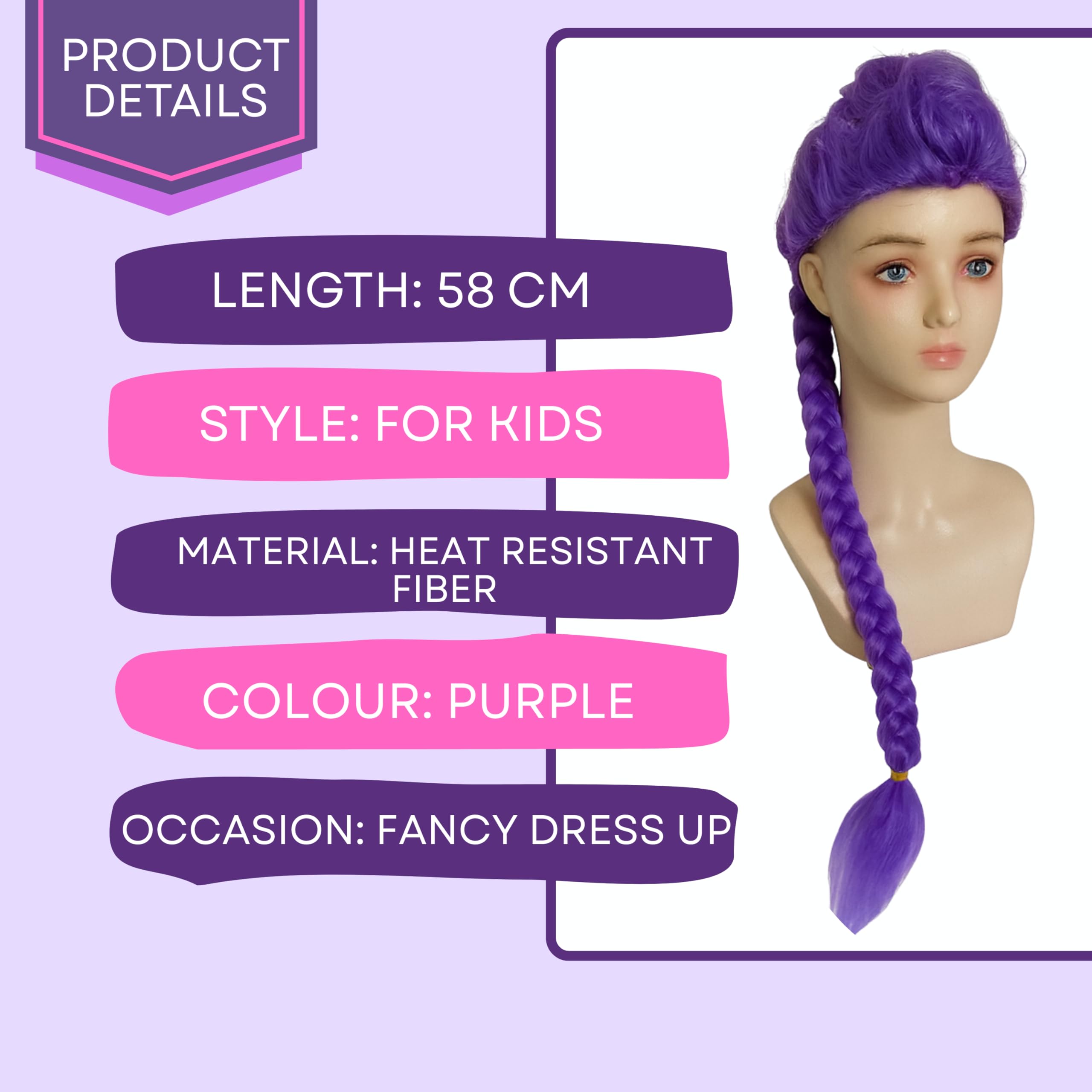 Purple Wig From Famous Cartoon Movie Anime Style Themed Character - Image 4