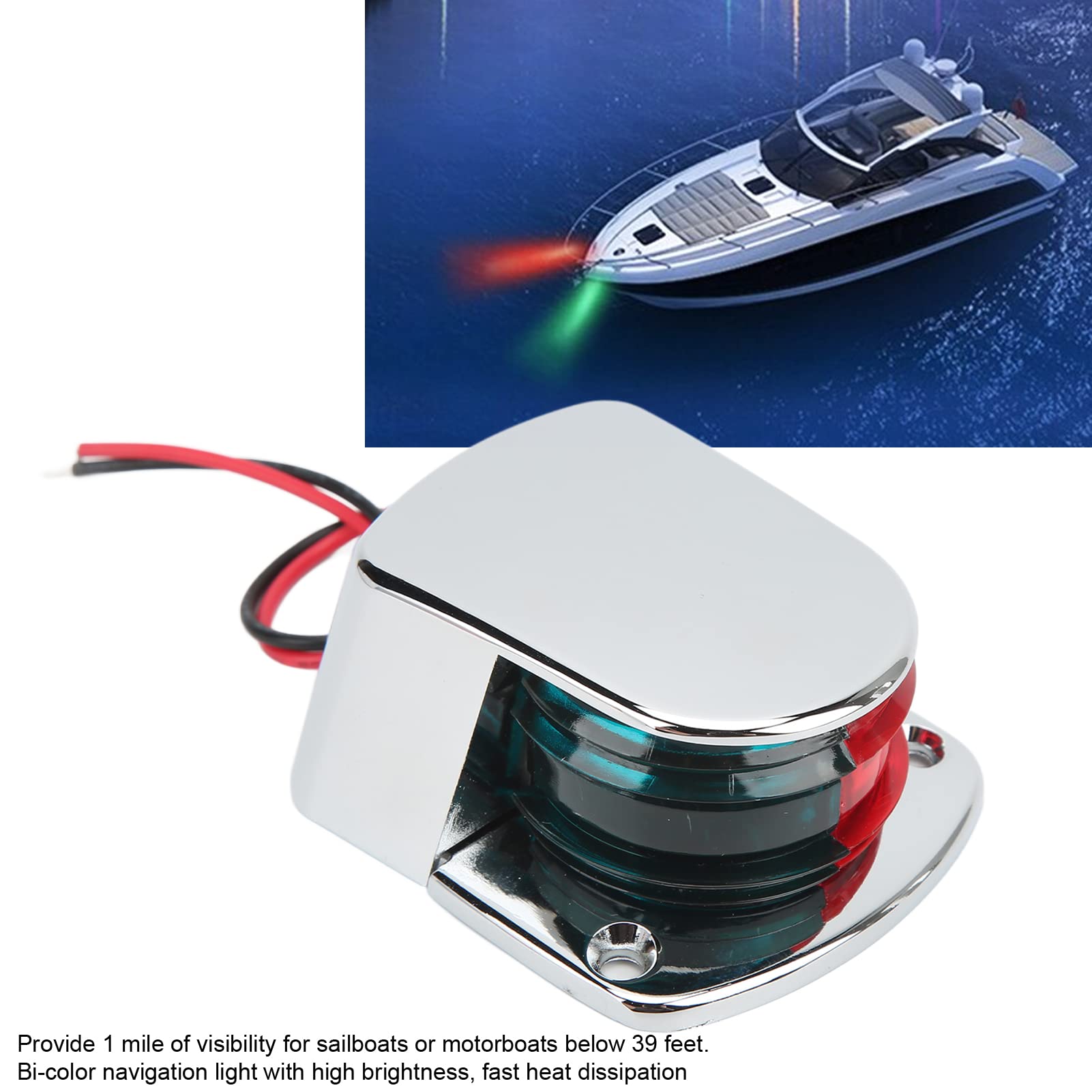 Bnineteenteam LED-Navigationslicht, Navigationslicht für Boote, LED-Buglicht, Rote Grüne Linse, IP67, Wasserdicht, 1 Meile Sichtbarkeit für Yacht, Segelboot, Motorboot