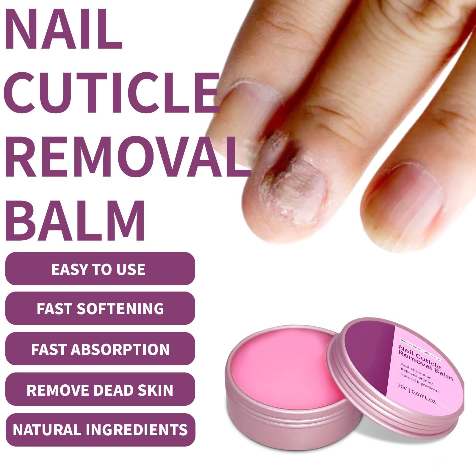 Balsamo idratante per unghie e cuticole, crema per la rimozione delle cuticole, idrata e ammorbidisce le unghie secche, unghie fragili e cuticole, ammorbidente professionale per cuticole e rinforza le