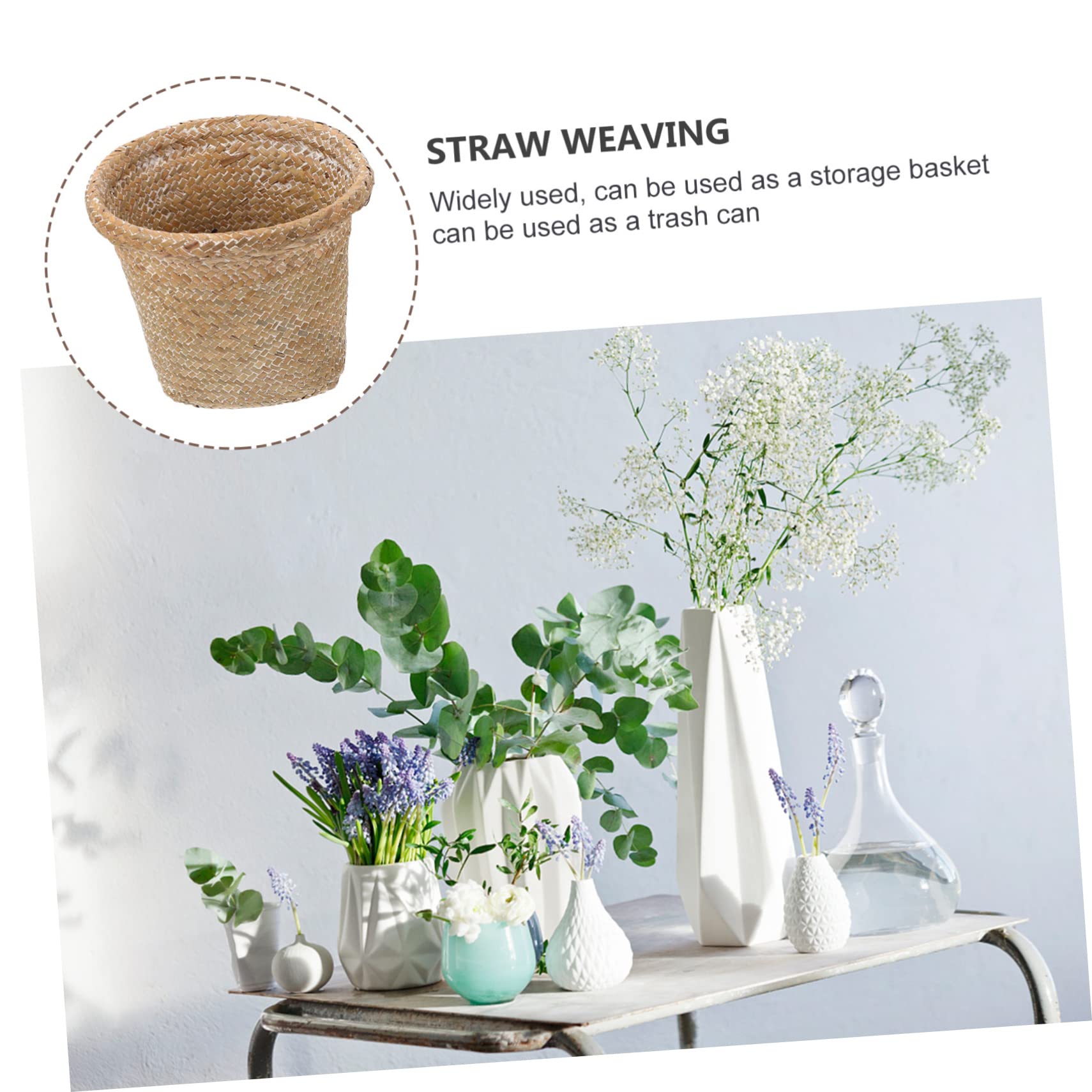 PRETYZOOM 2pièces Panier Pour Fleurs Organisateur Décoratif De Maison Et Chambre Conteneur à Déchets Et Panier De Rangement Corde Naturelle