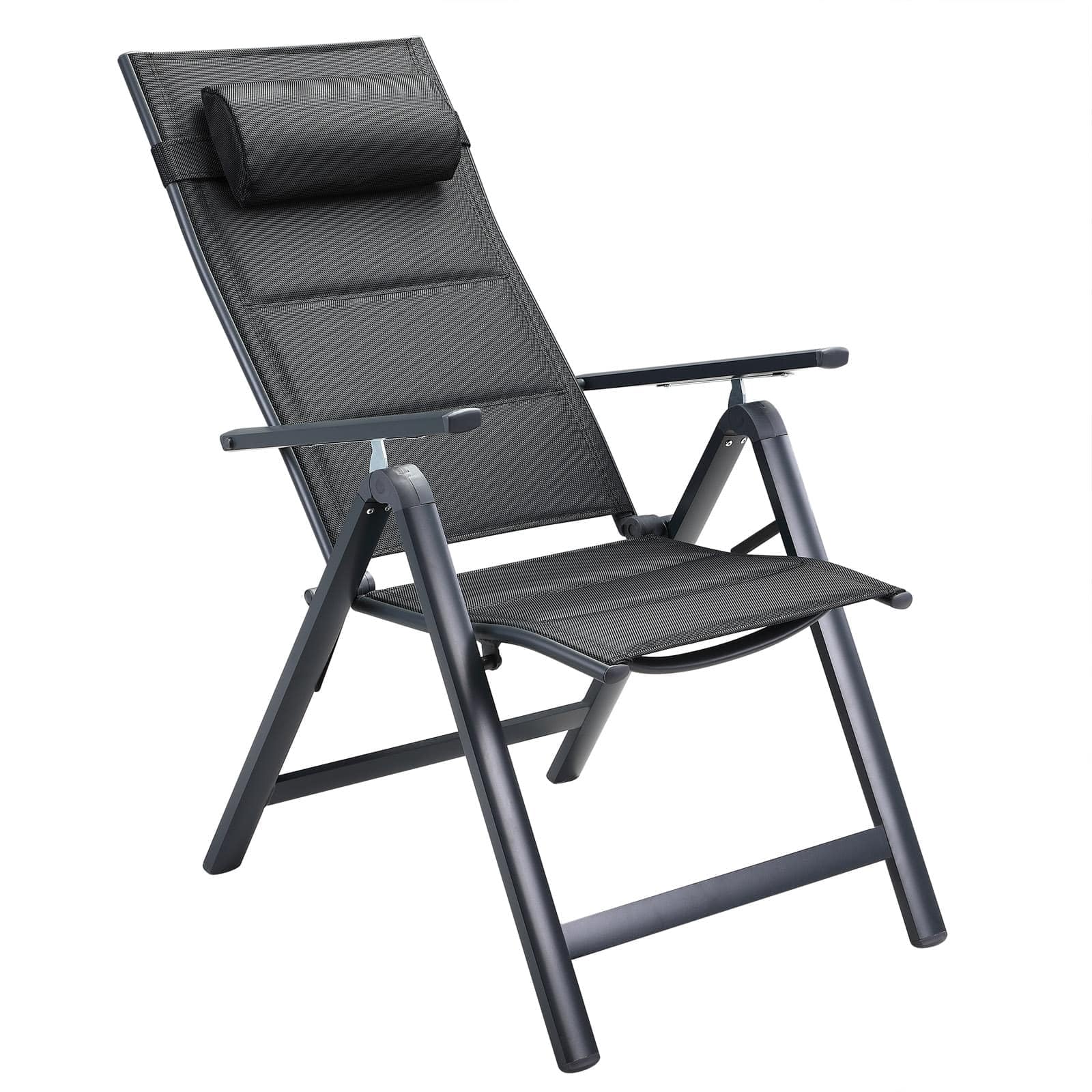 Casaria® Gartenstühle 4er Set Klappbar Gepolstert Alu 8- Fach Verstellbar 120 kg Belastbarkeit Wetterfest Outdoor Balkon Camping Hochlehner Klappstuhl