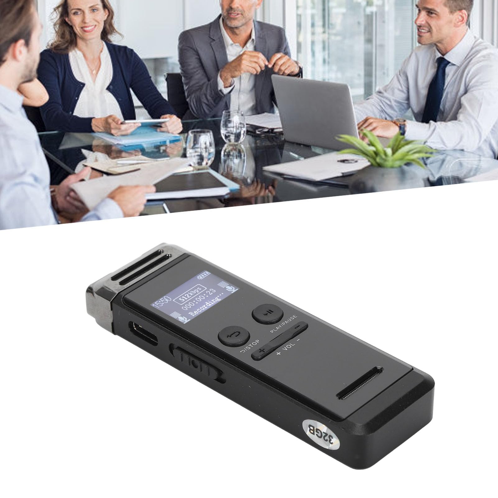 SENECESLI Grabadora de Voz Digital Compacta Grabación HD de Aleación de Zinc de 32 GB para Profesionales y Estudiantes