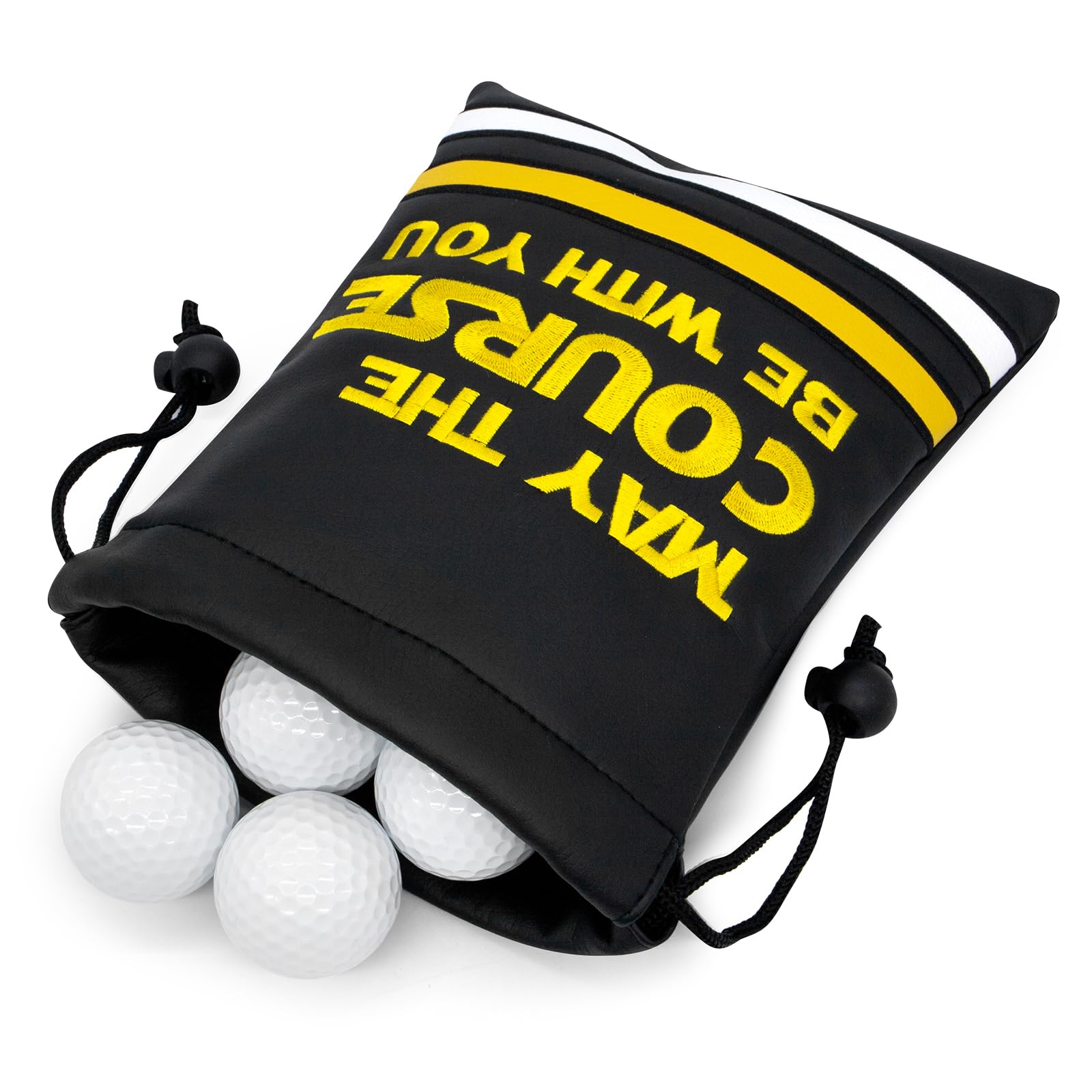 Golf Valuables Pouch, Leather Golf Tee Pouch with Drawstring Closure Golf Ball Tee Handbag Portable Golf Accessories