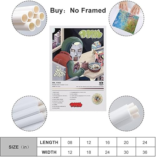 Miniatura 2 de BATWHO MF DOOM - Póster en lienzo sin marco: 12 x 18 pulgadas (11.8 x 17.7 in) Póster del álbum MM...FOOD,Póster de álbum BLONDE,Póster de álbum Die