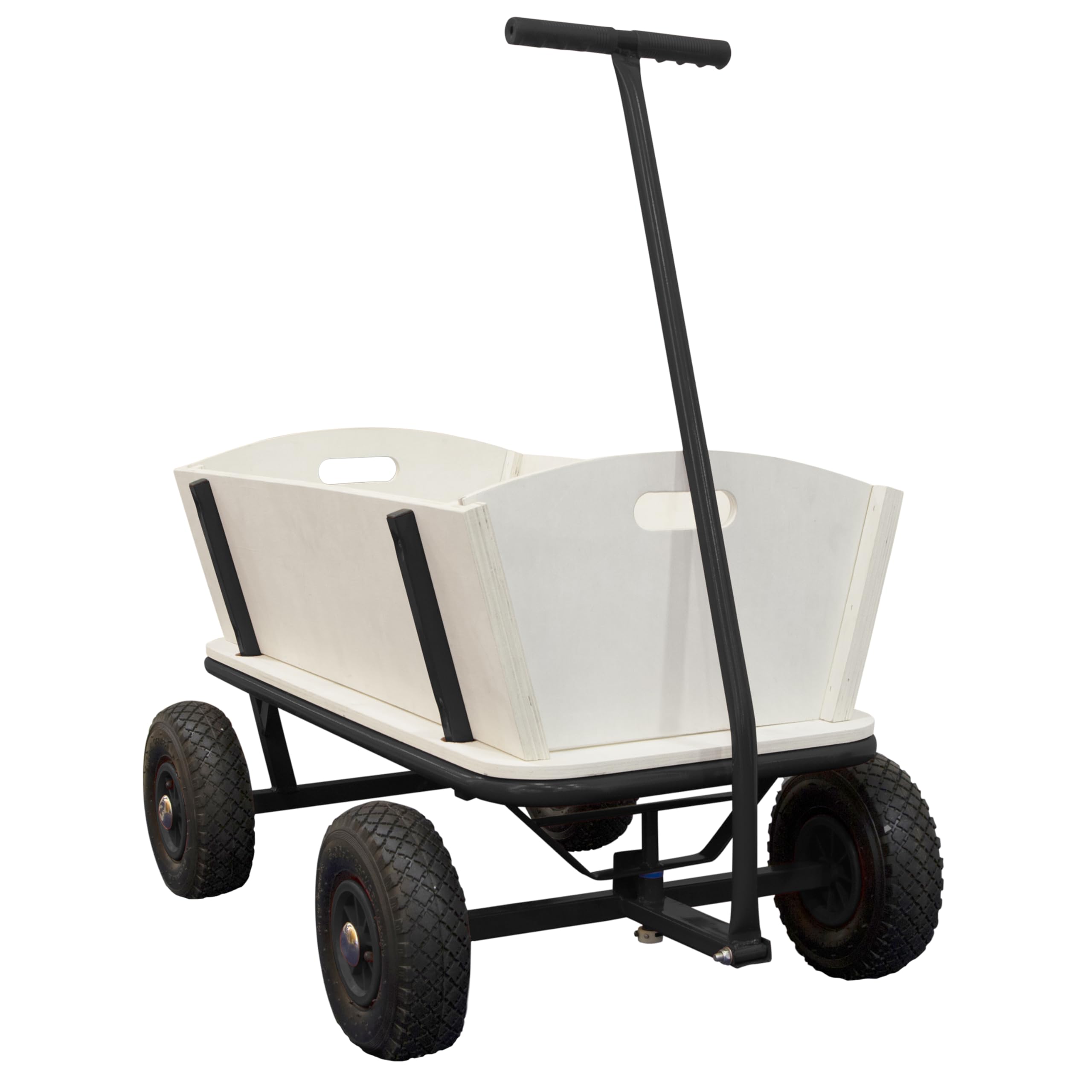 Sunny Billy Beach Wagon Bollerwagen in Anthrazit | Handwagen aus Holz mit Luftreifen | Belastbar bis 100 kg | 94x61x97cm