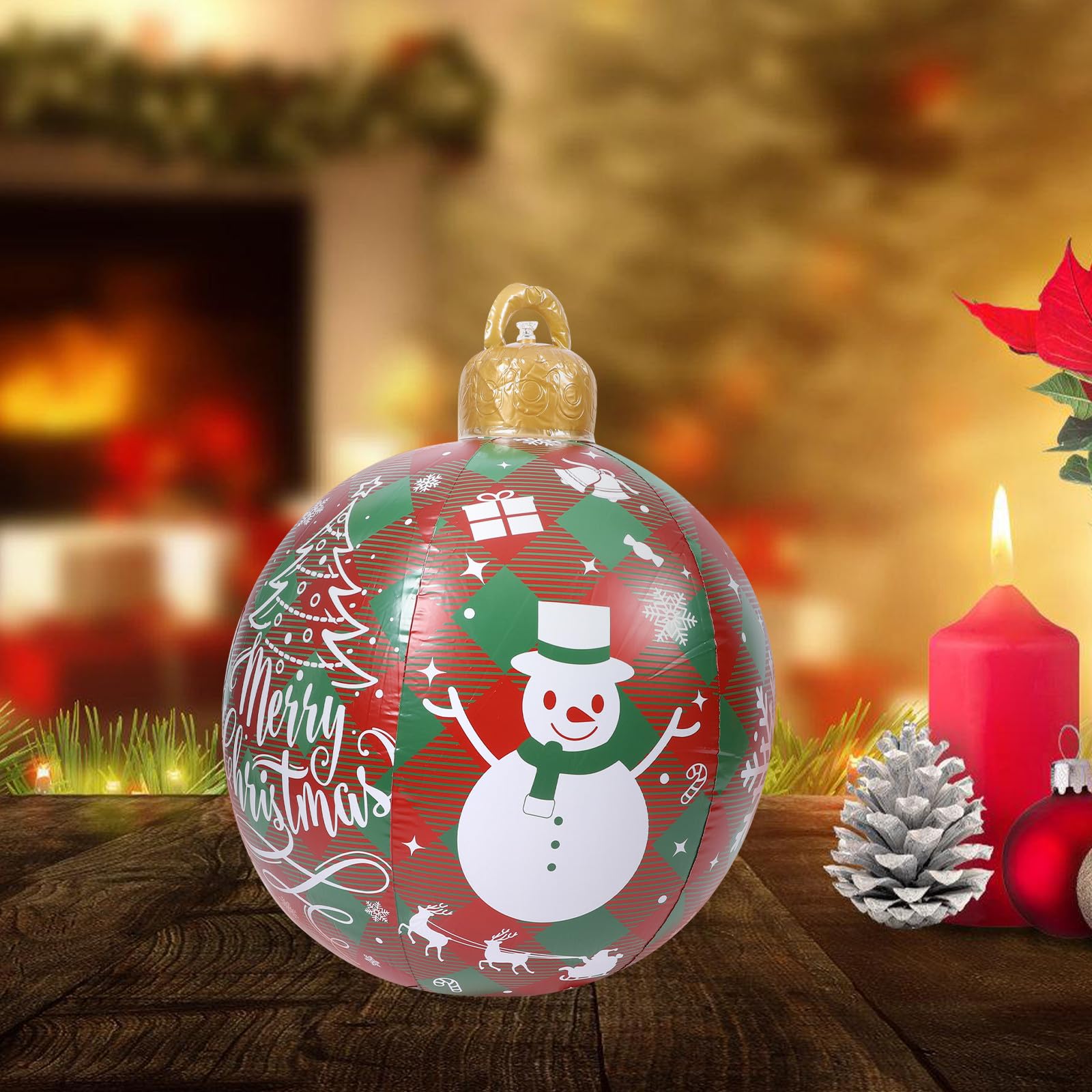 Beaupretty 4 Pièces Boule Gonflable Géante de Noël PVC Décoration