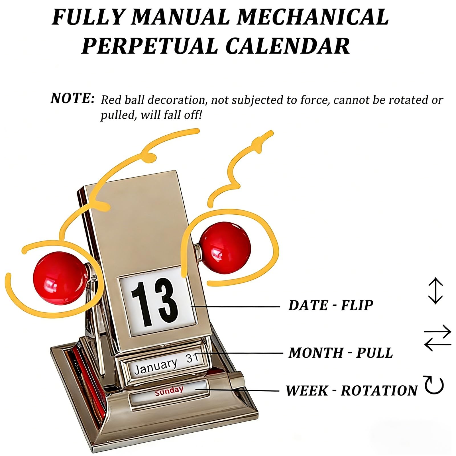 Calendario perpetuo da scrivania, display meccanico a libro con indicatori giorno e mese, calendario creativo in metallo per la decorazione di casa e ufficio