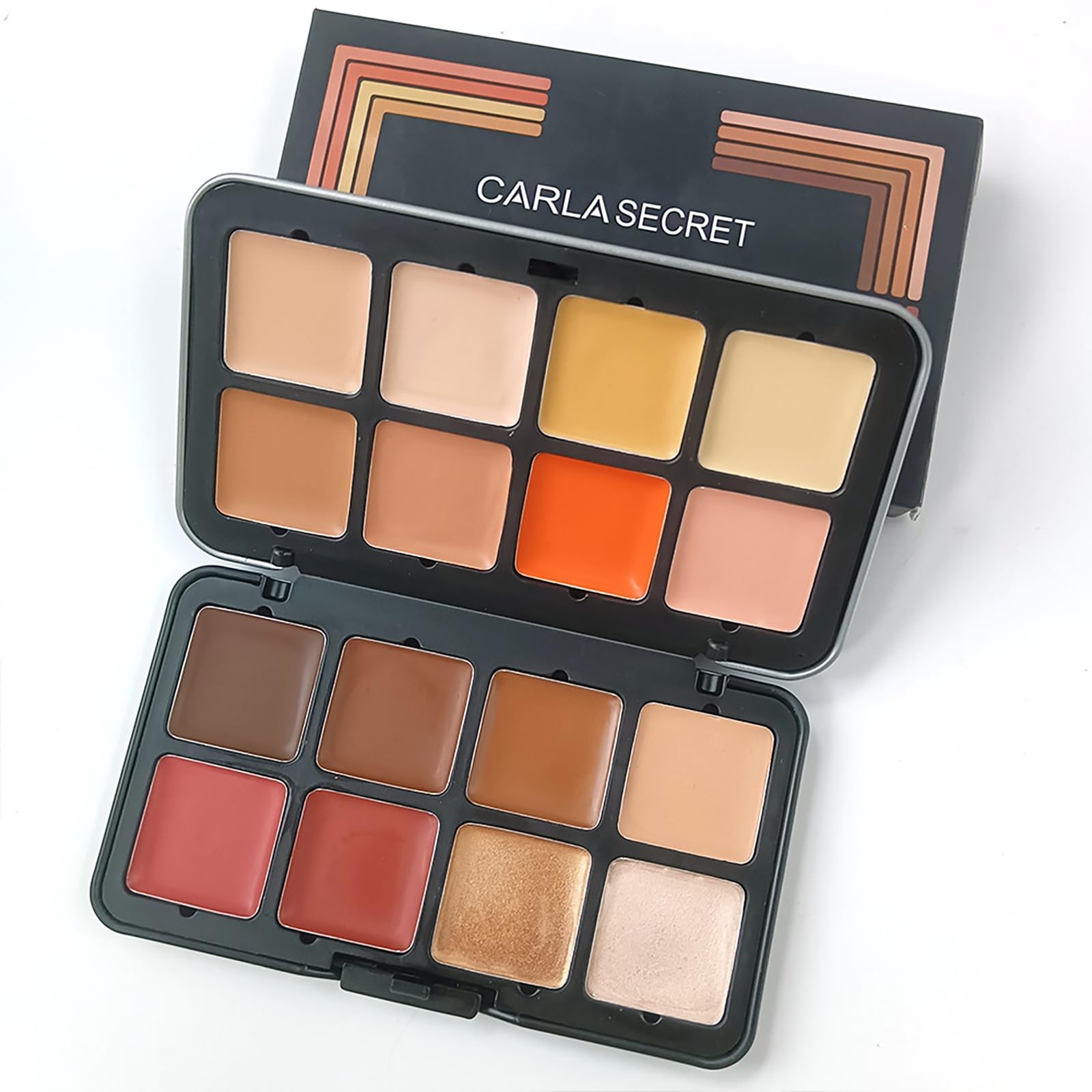 Paleta de maquillaje de 16 colores, tamaño completo, incluye bronceador facial, rubor, oculto, iluminador, contorno, sombra de ojos, 10 pinceles de maquillaje, para viajes, vacaciones, 3