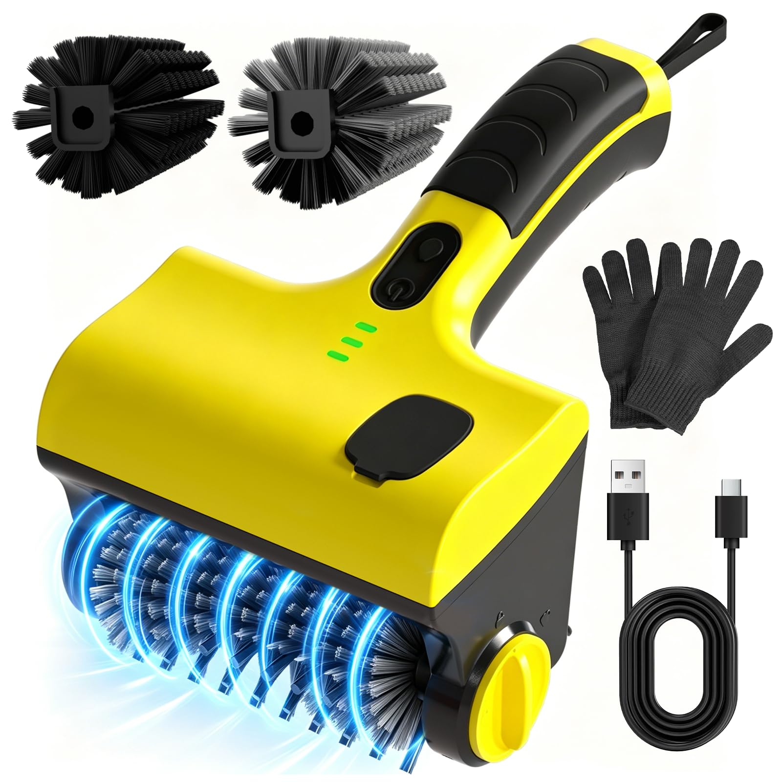 Spazzola elettrica per griglia da 7,4 V e raschietto con spray d'acqua, 12,7 kg, strumento per la pulizia del barbecue senza stallo, IPX7, impermeabile, per griglie in ghisa Weber, testa larga