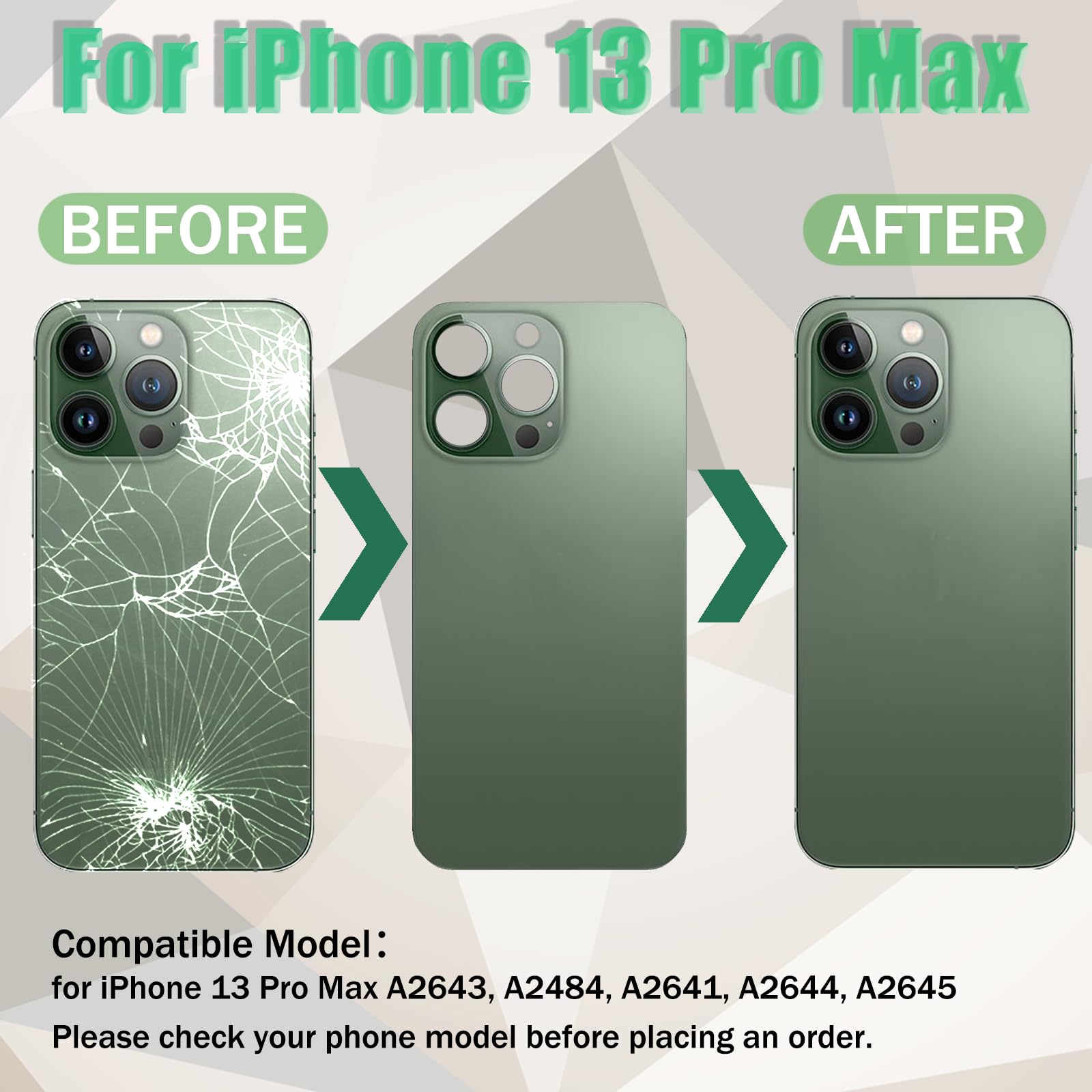 Reparatie Tool Kit Sierra Blauw PeiDog Achterkant Glas Vervanging Voor IPhone 13 Pro - Met Voorgeïnstalleerde Lijm En Reparatie Gereedschap Achterglas Hoes Reparatie