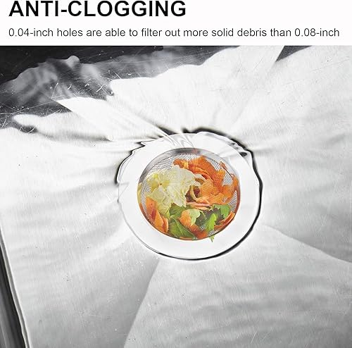 Miniatura 5 de LASSHSWA 2 coladores de acero inoxidable para fregadero de cocina, coladores de drenaje para fregadero de cocina, coladores de fregadero con borde