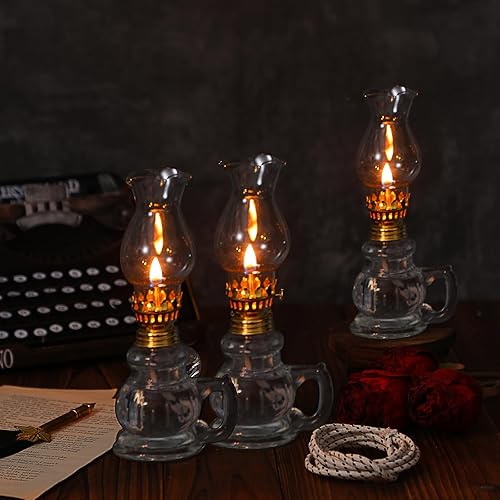 Miniatura 4 de Lámpara de cristal vintage de queroseno, lámpara de aceite rústica, farol, lámparas de aceite, lámpara de queroseno transparente, lámpara de huracán