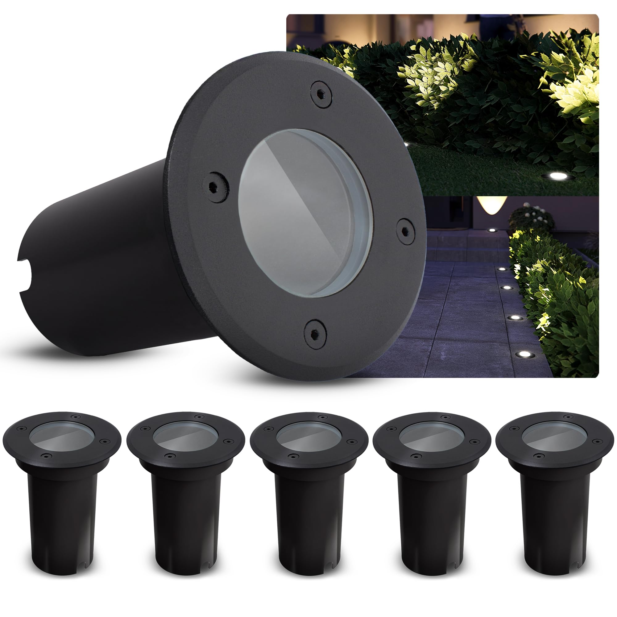 6 BOLI vloerinbouwlampen voor buiten, IP67, roestvrij staal, mat, rond, 108 mm incl. RGB led-lamp, smart 473 lm