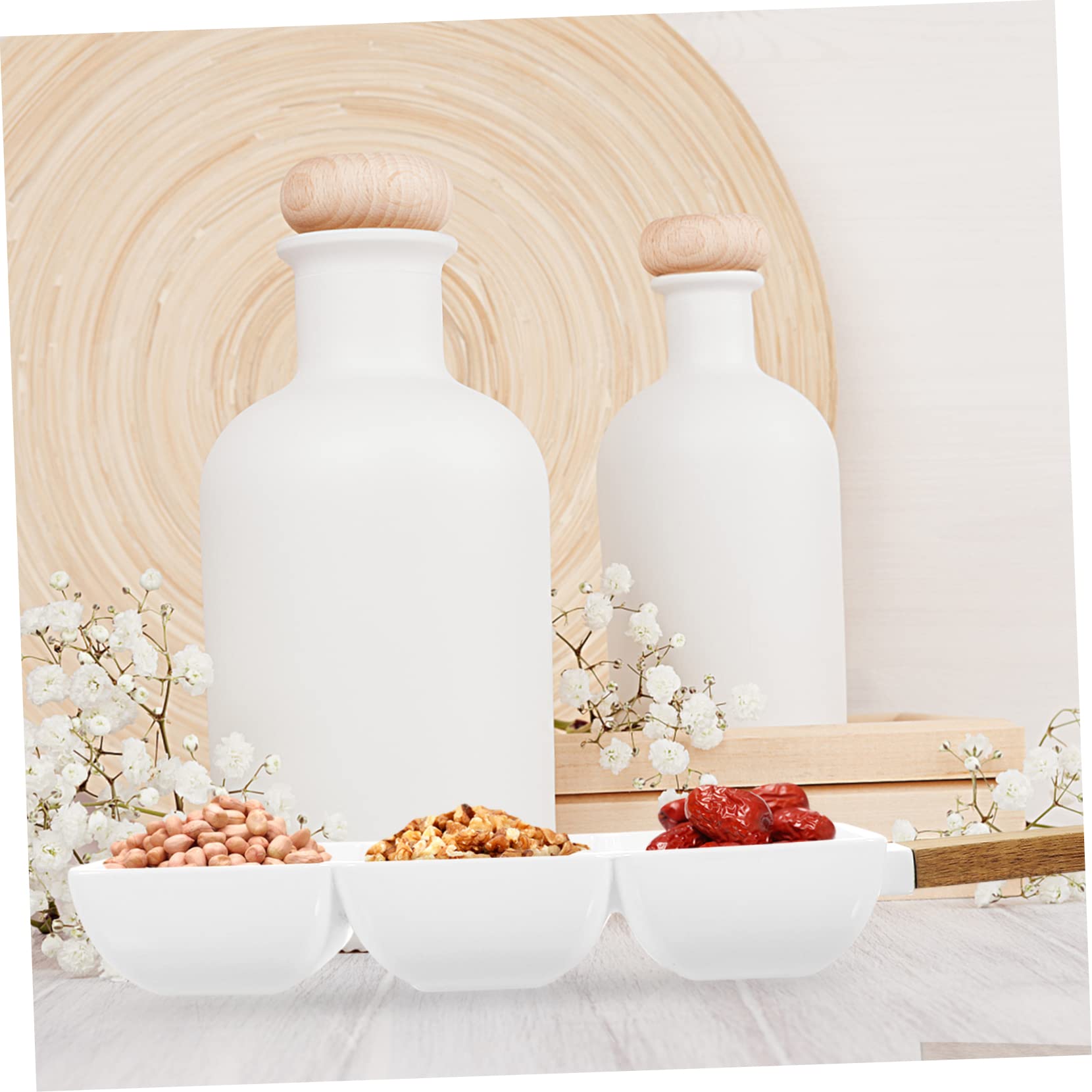 Alipis 2 piezas Tazón de Cerámica Asa y Compartimentos para Aperitivos Ensaladas y Condimentos para Decorar la Mesa y Servir Snacks