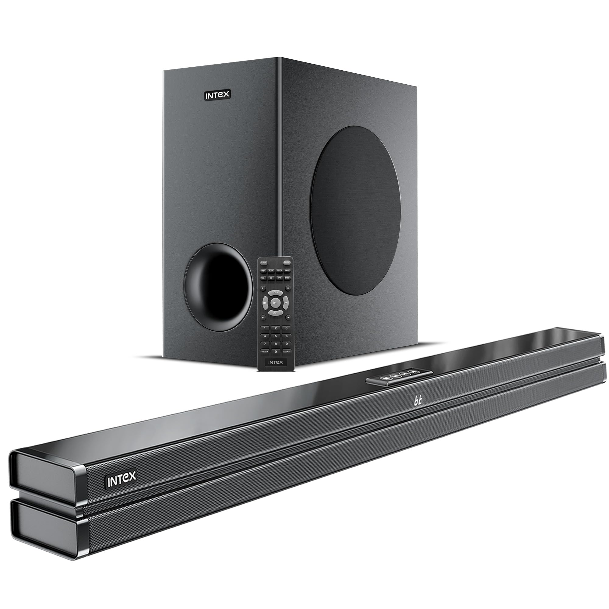 Intex 2.1 Ch 240W Bluetooth Soundbar | 360 Surround Sound & Deep Bass | Remote Control | 6.5" Subwoofer, Bluetooth v5 | USB, HDMI, AUX in & Optical Connectivity (Black)-image-8