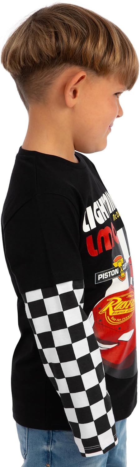 Disney Pixar Cars Lightning McQueen Shirt, Lightning McQueen Boys Shirts, Boys Long Sleeve Shirt