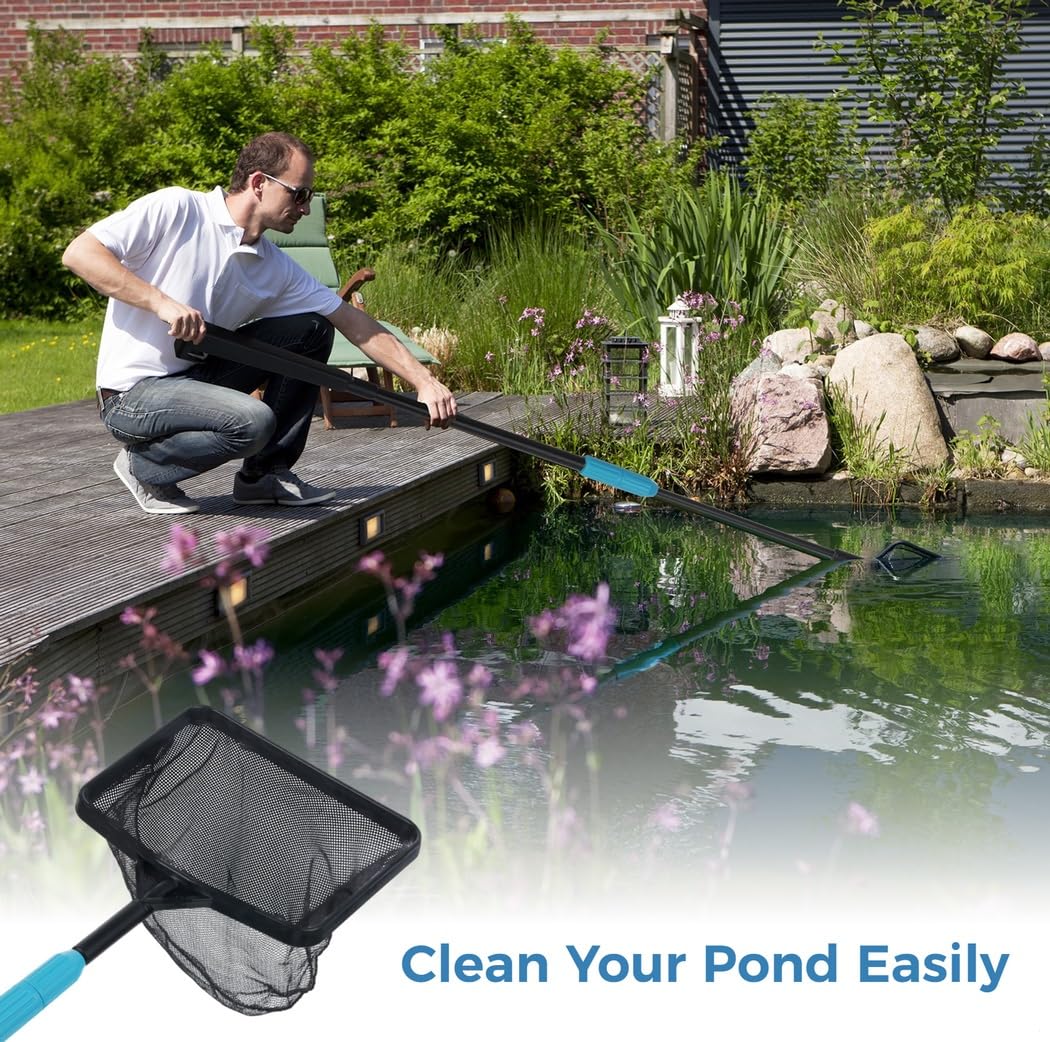 Épuisette de piscine avec sac, manche en acier inoxydable pour nettoyage de bassin et piscine