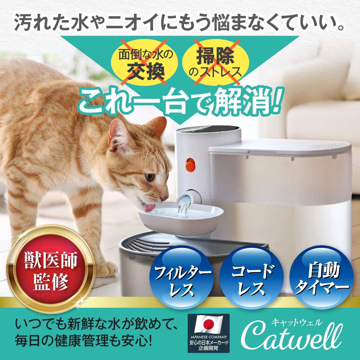 【新品・未使用】Petgravity スマート自動給水器 3L 大容量 犬猫用 Amazon | キャットウェル 猫 コードレス自動給水器 | 充電式