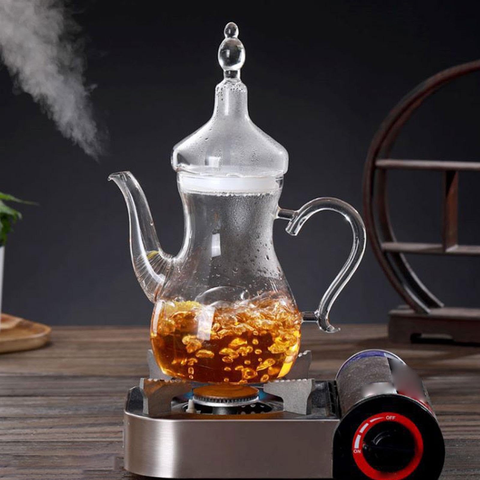 Teekanne aus losen arabischen Gläsern, 1000 ml, hitzebeständig, klares Glas mit Deckel, großes Fassungsvermögen, hochwertiges Borosilikatglas