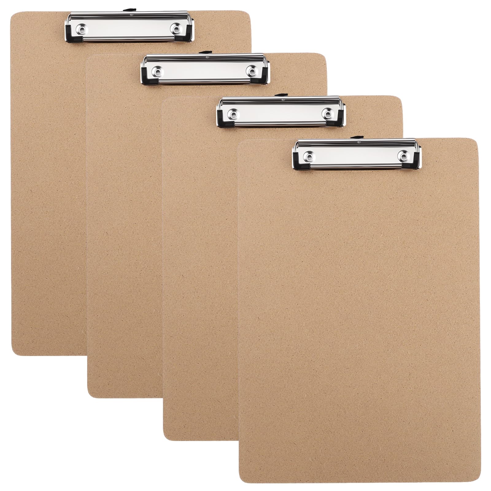 Yoosso Clip Boards A4 Wooden Clipboard, 4 Pack, Metal Clip with Hook