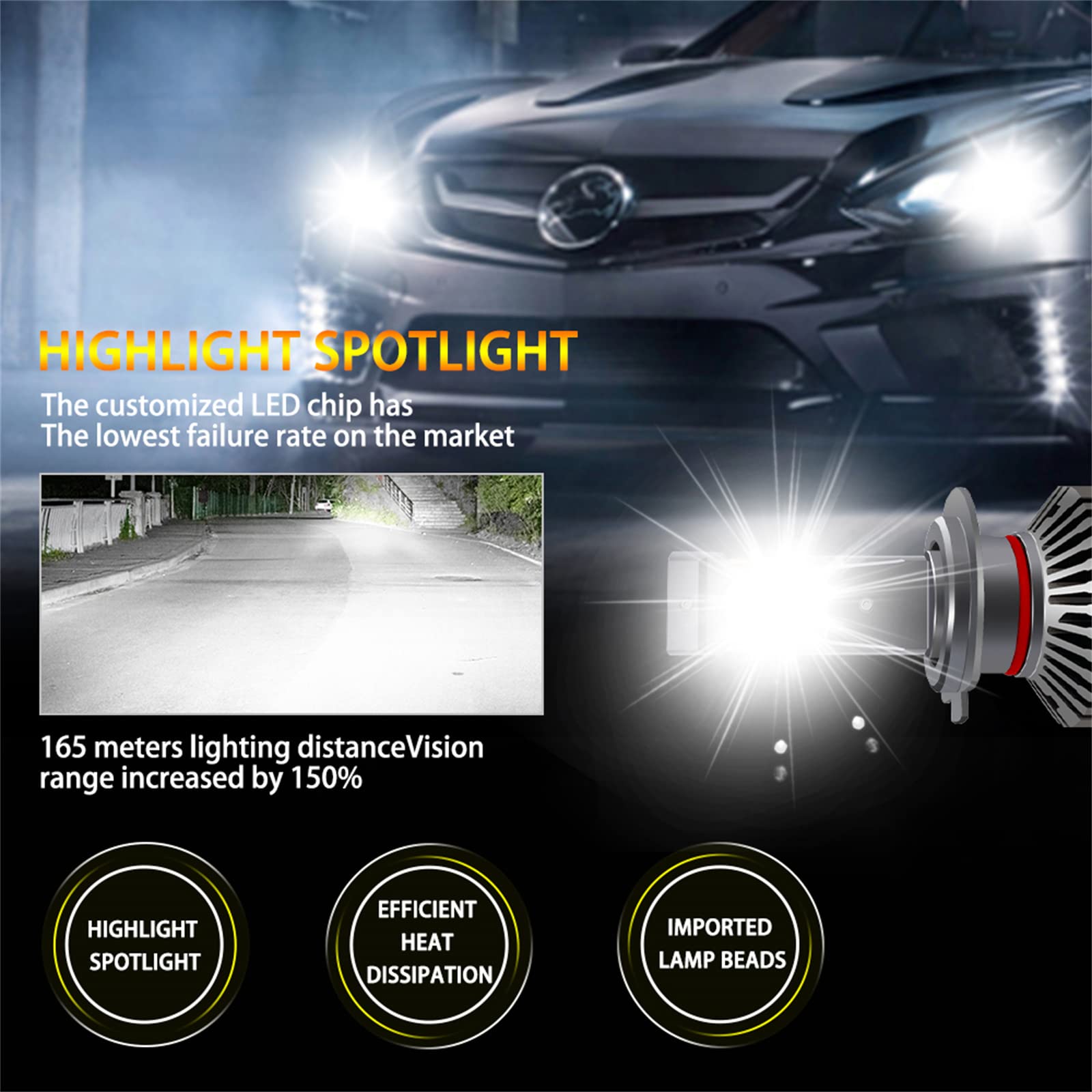 Bombillas LED Para Faros Delanteros, 80 W, 16 000 Lm, Kit De Conversión De Faros LED Más Brillantes, 6000 K, Blanco Frío, IP68, Resistente Al Agua, 50 000 Horas De Vida Útil, Paquete De 2,9005/hb3