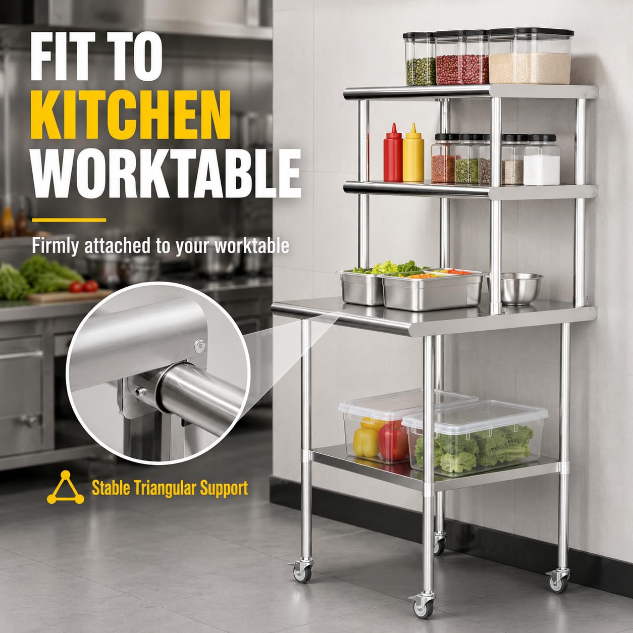Amazon.com: Chingoo Double Overshelf 2 Tier Stainless Steel Shelf