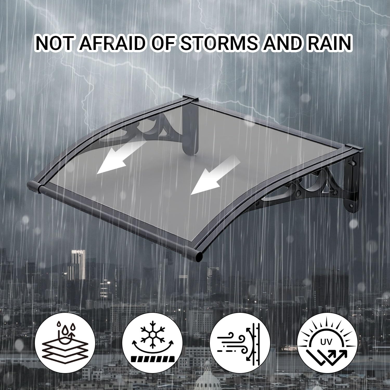 Ning per porte d'ingresso per porte esterne porta anteriore patio UV / pioggia / ow proteggere forte e esterno ning per portico/patio/terrazza (C 99 x 401 cm)