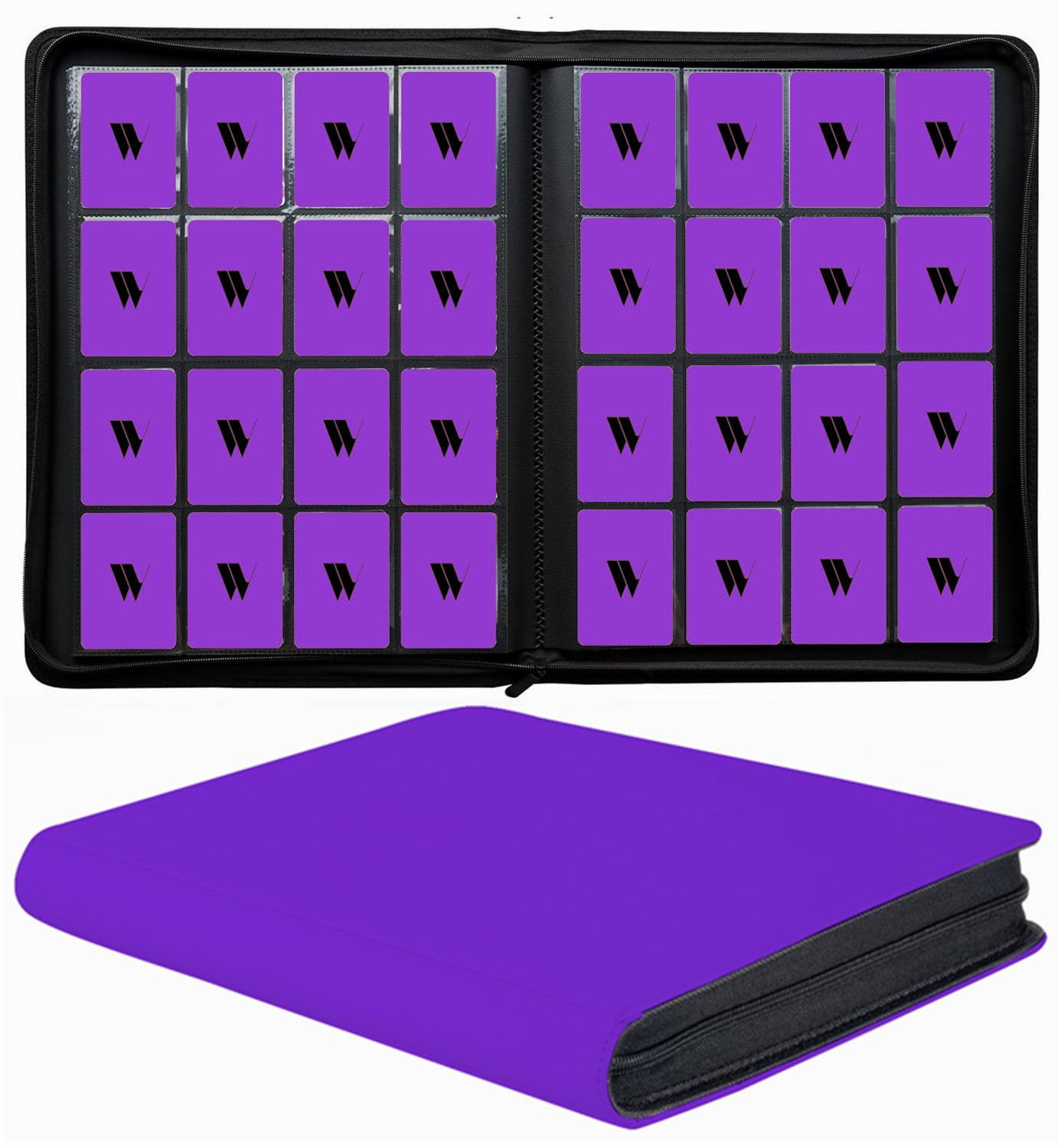 16 Pocket Card Binder, 1000+ Premium Zip Trading Card Binder, Double Sided Pocket Card Binder Album, Ringless Card Folder for MTG, TCG, Sports Card (Purple, 16Pockets) : Toys & Games
