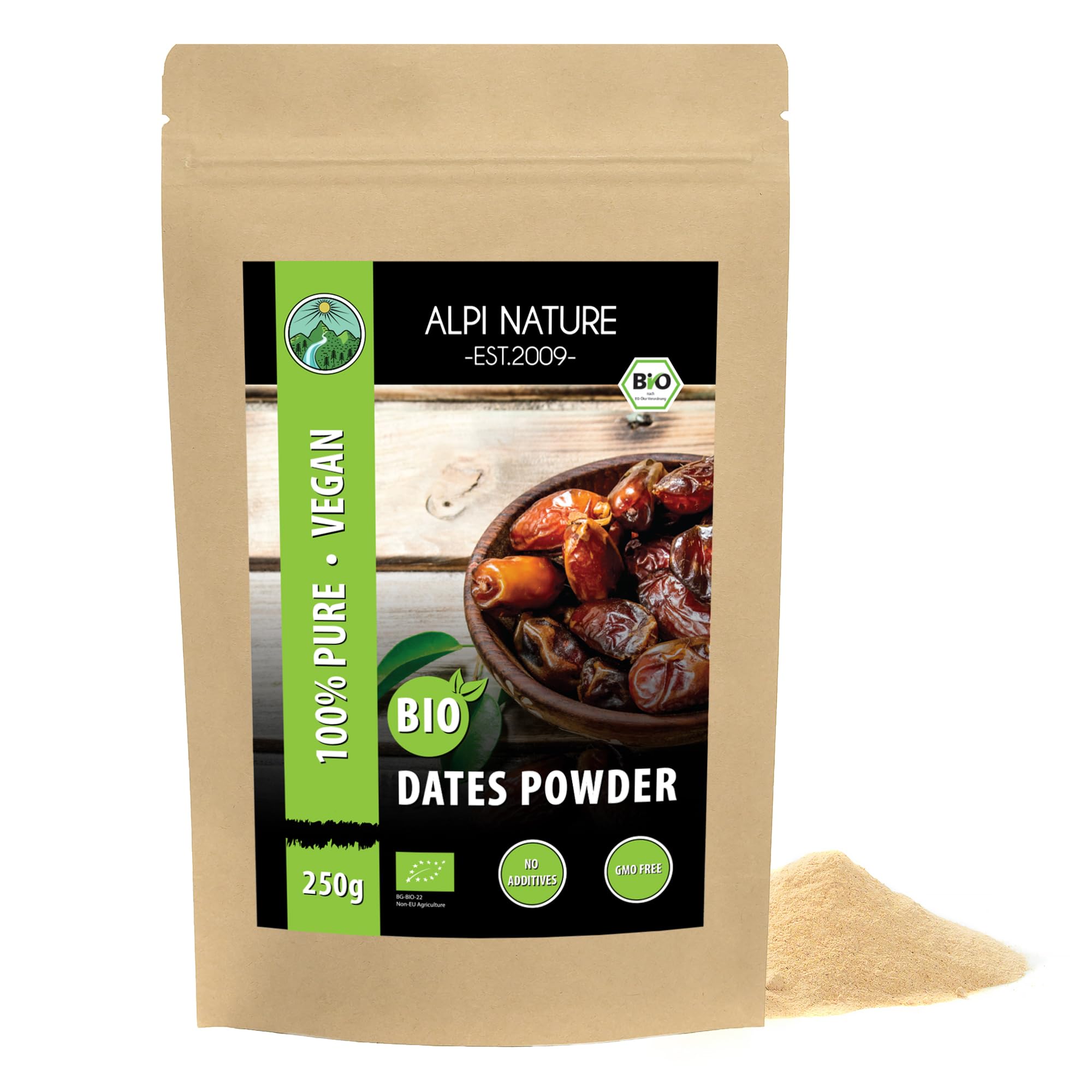 Alpi Nature Organic Date Sugar 250g 8.8 oz, Ground Organic Dates, Date Powder, Sugar Substitute