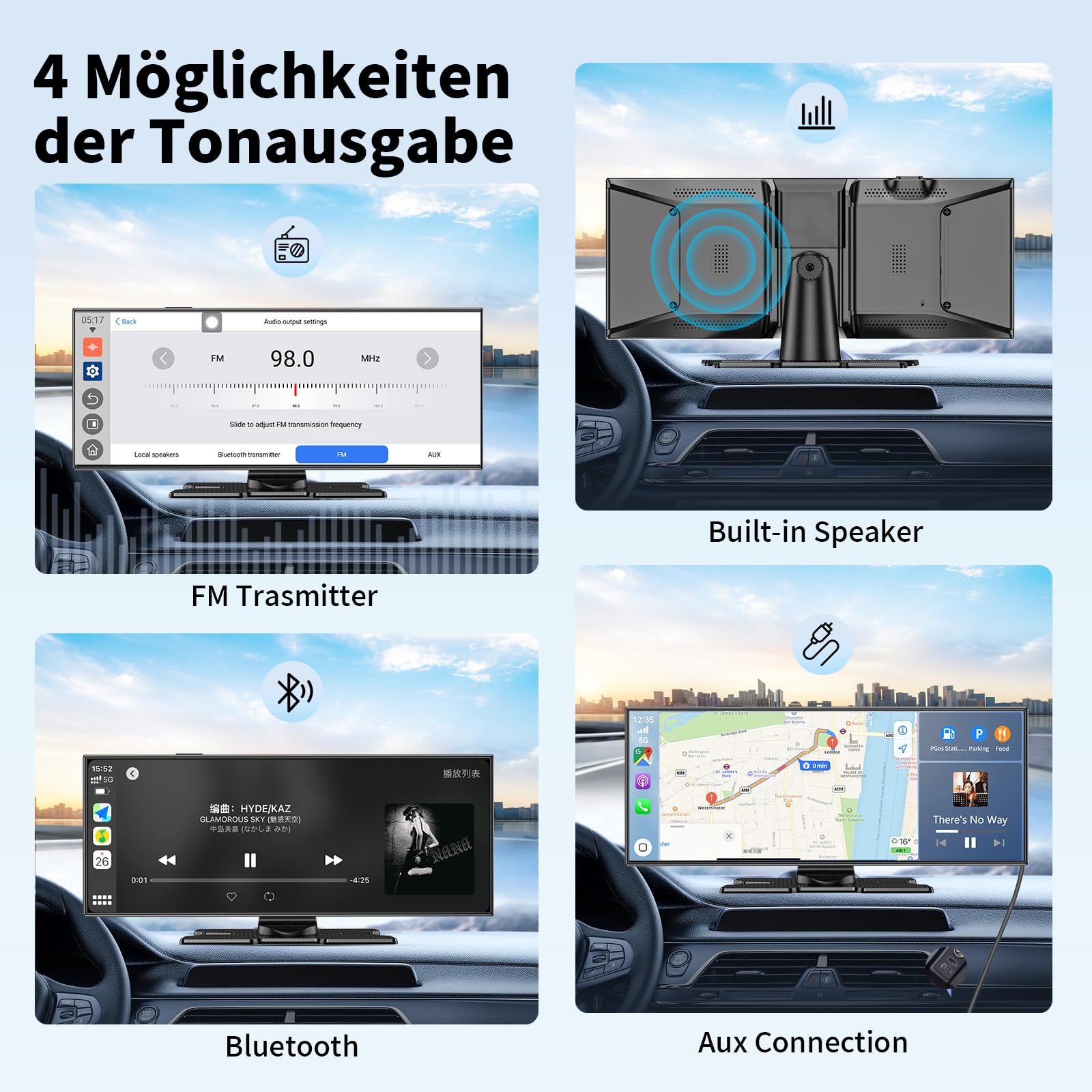 2026 Neuestes 11,5 Zoll für Apple Carplay Display Android Auto Display: Car Play mit GPS Navigation OTA-Updates Net-Flix YouTube Rückfahrkamera Bluetooth 5.0 Sprachsteuerung IPS Touchscreen AUX FM