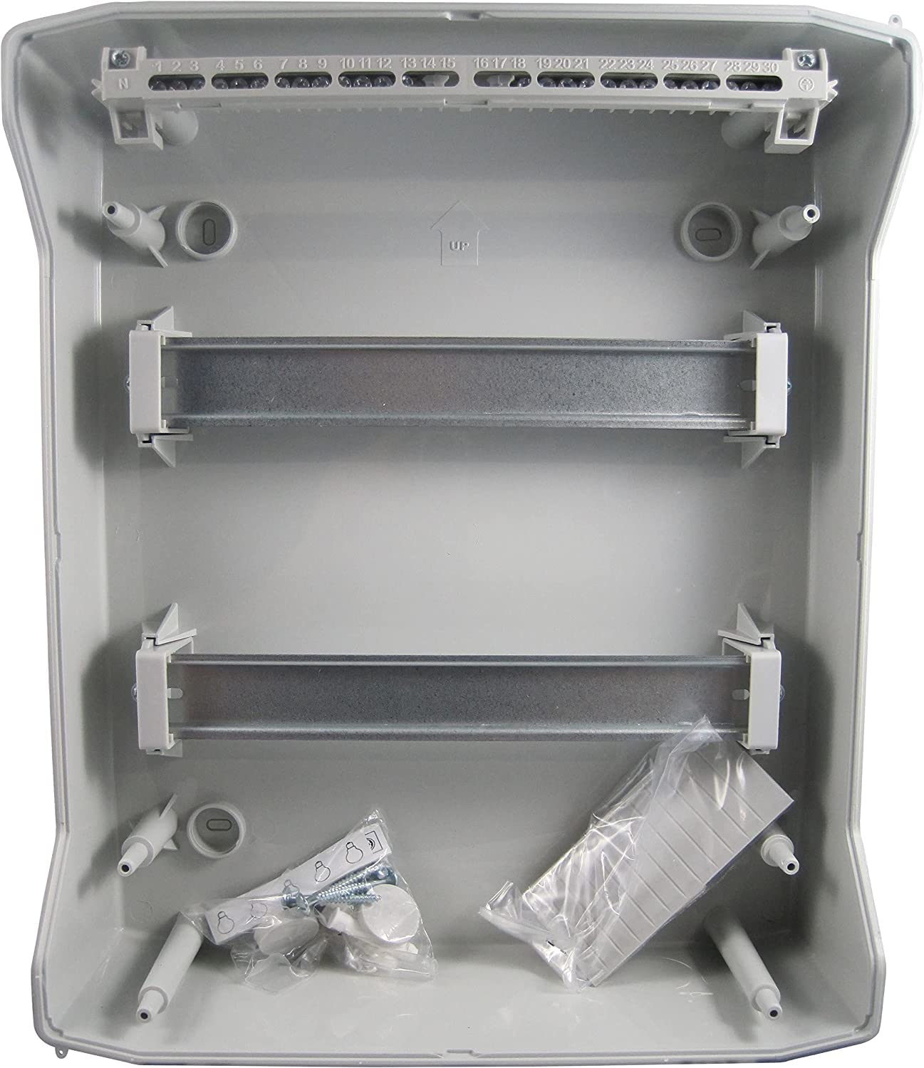 ETI Sicherungskasten Aufputz IP65 Feuchtraum Verteiler Kleinverteiler Stromverteiler Verteilerkasten Schaltkasten Aufputzverteiler (2-reihig 24 Module)