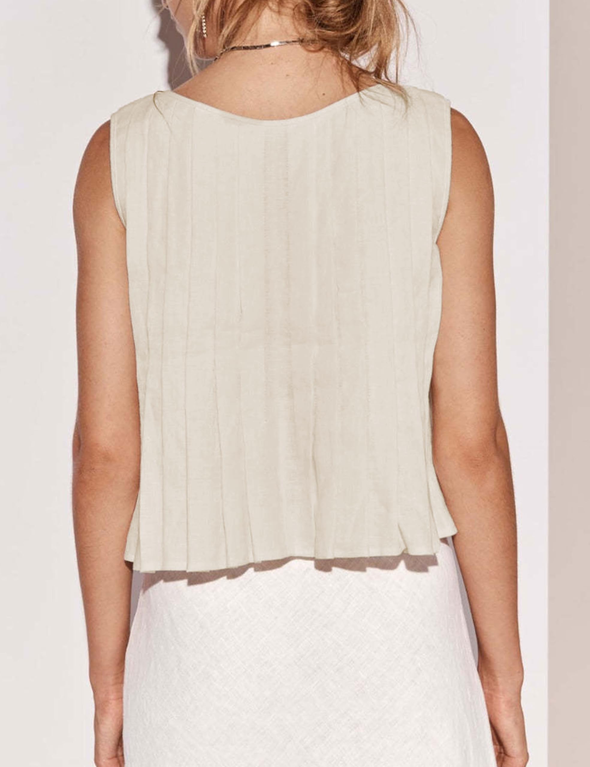 Zontroldy Damen-Shirts aus Leinen, zum Binden, ärmellos, Y2K, Babydoll-Rüschen, Tank-Top, ästhetische Kleidung